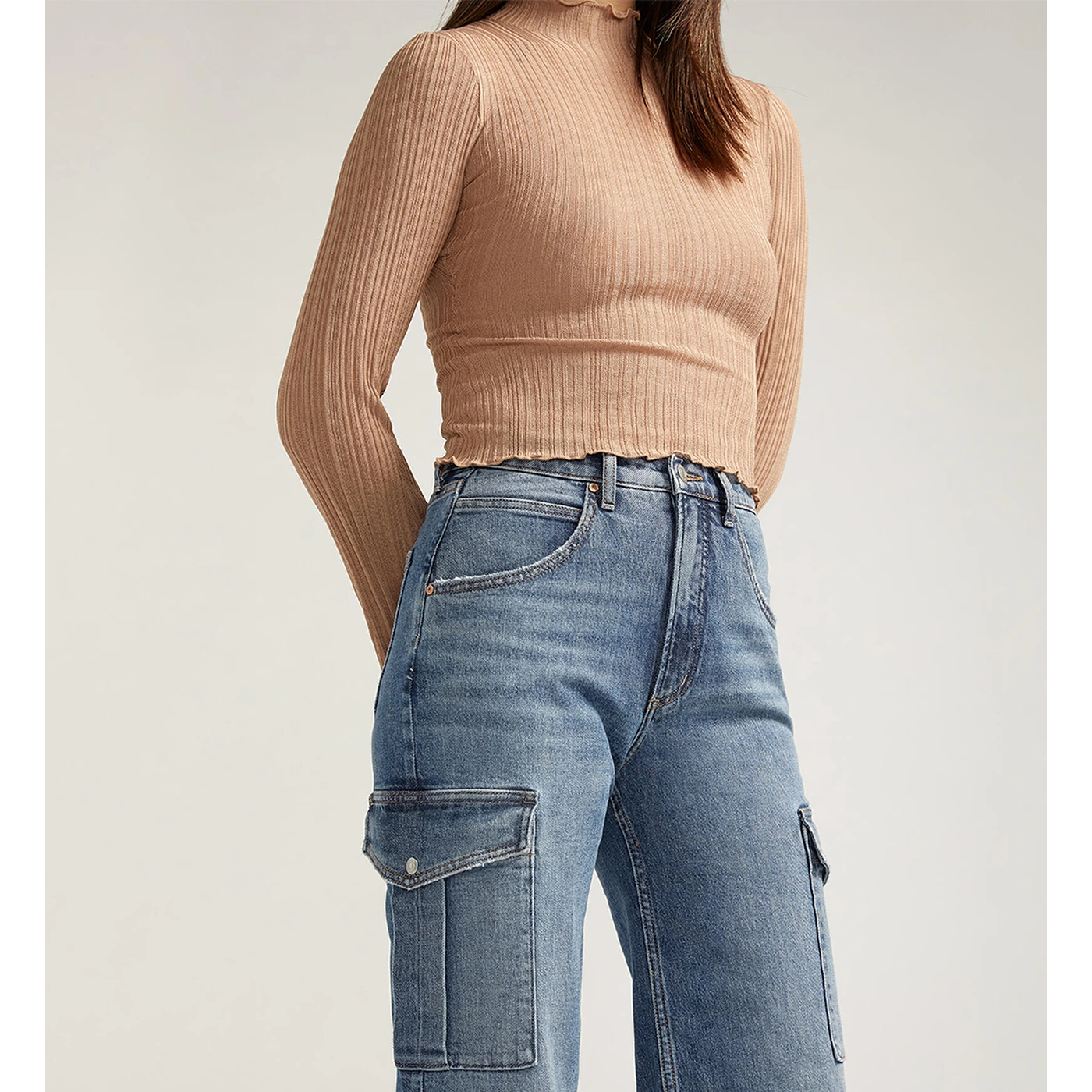 Indigo Blue High Rise Wide Leg Cargo Jeans | Montivo Pakistan