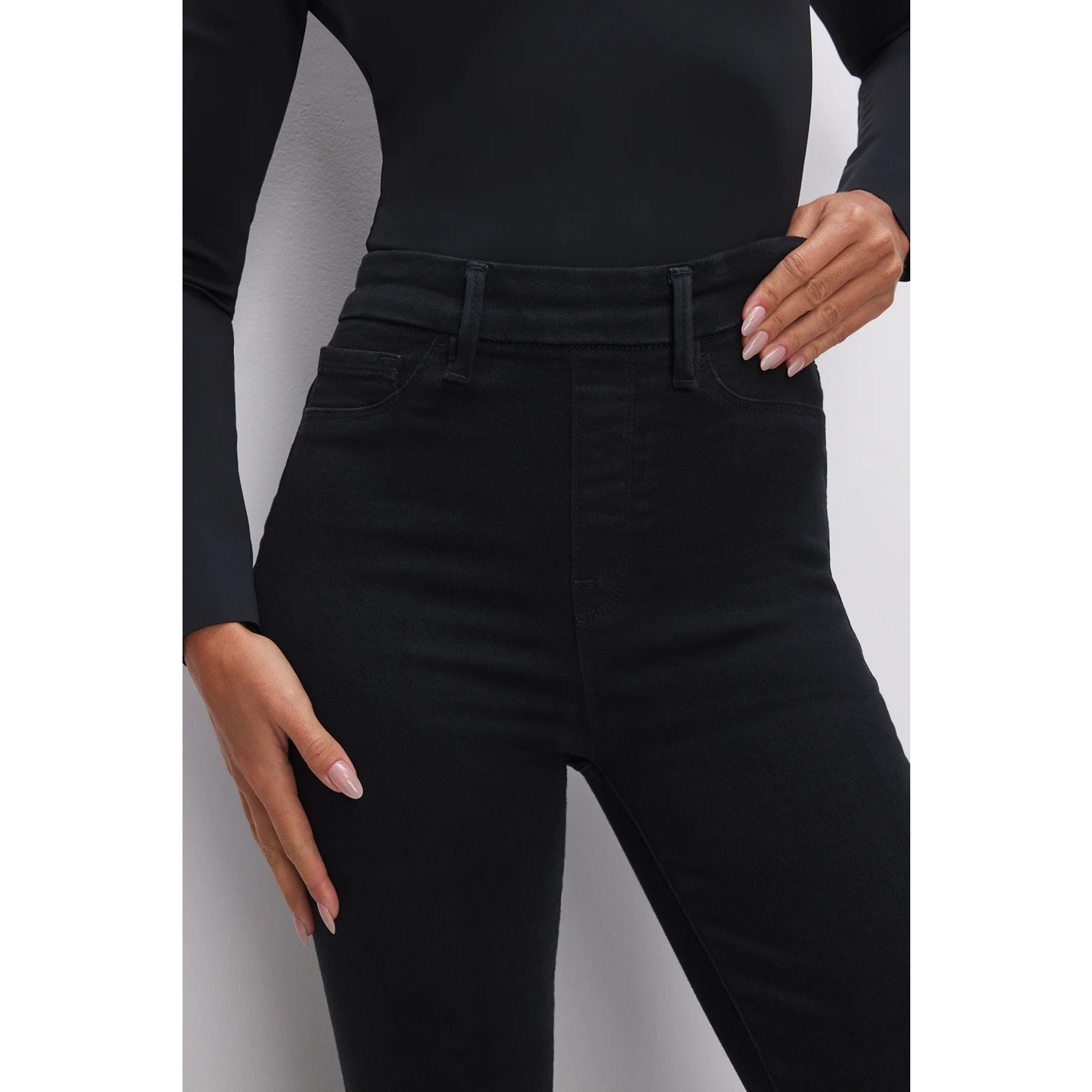 Black Pull On Power Stretch Flare Jeans | Montivo Pakistan