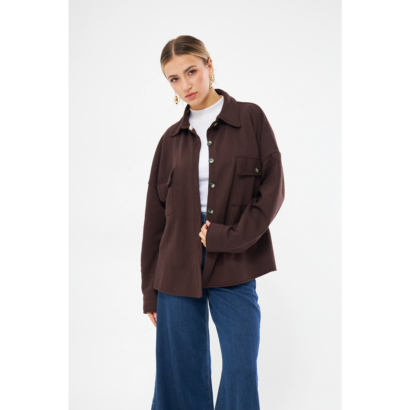 Chocolate Oversized Button Down Shirt | Montivo Pakistan