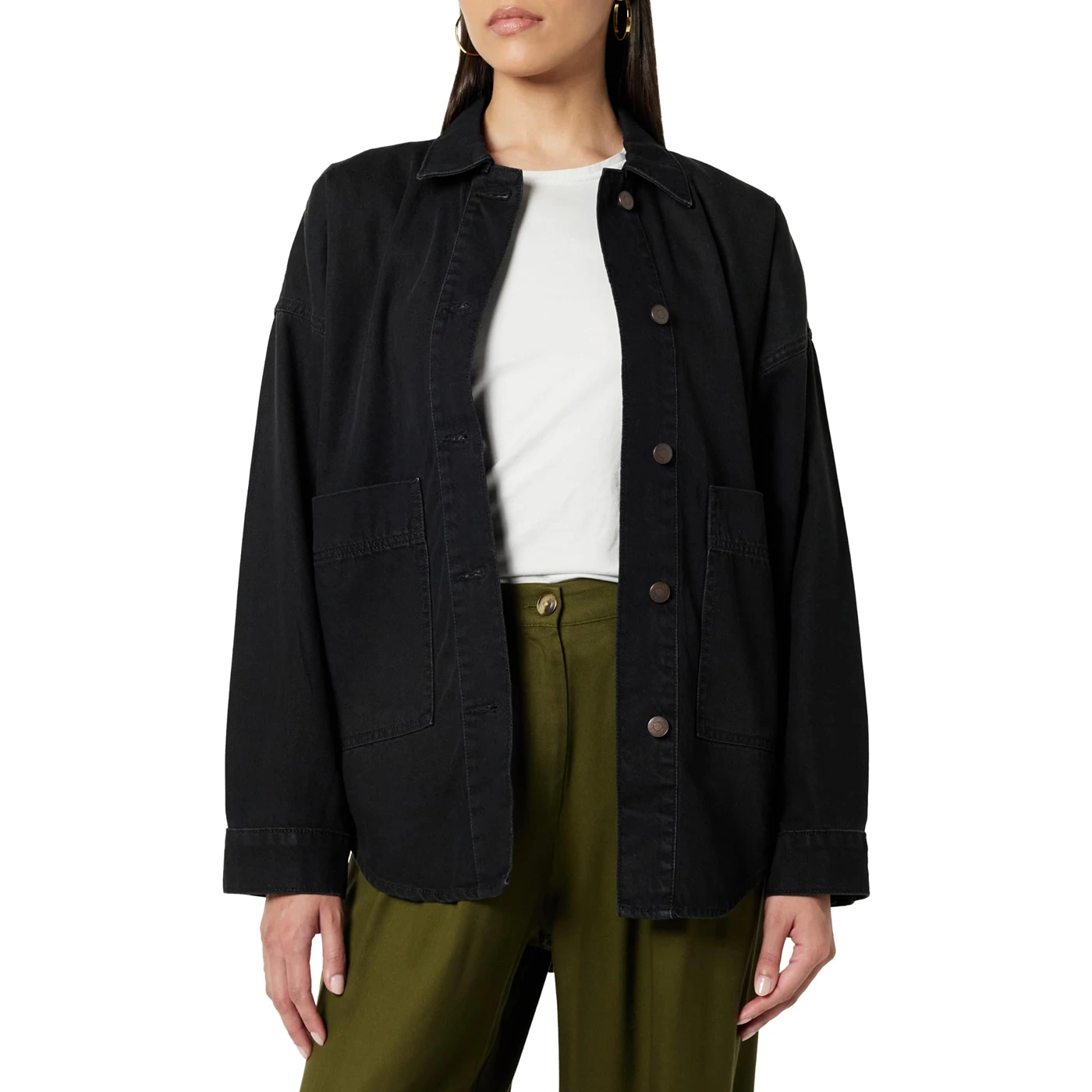 Black Women Long Denim Shirt | Montivo Pakistan