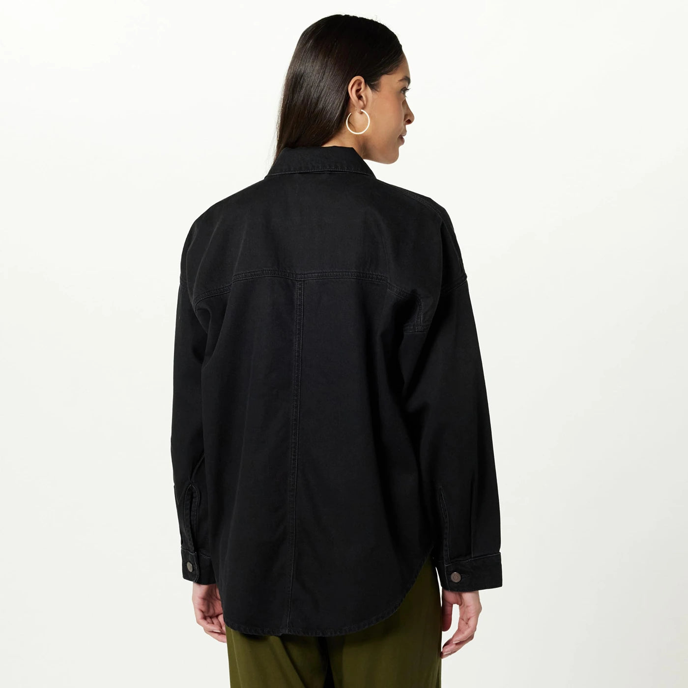 Black Women Long Denim Shirt | Montivo Pakistan