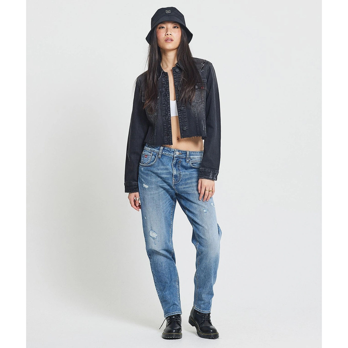 Charcoal Faded Distressed Denim Jacket | Montivo Pakistan