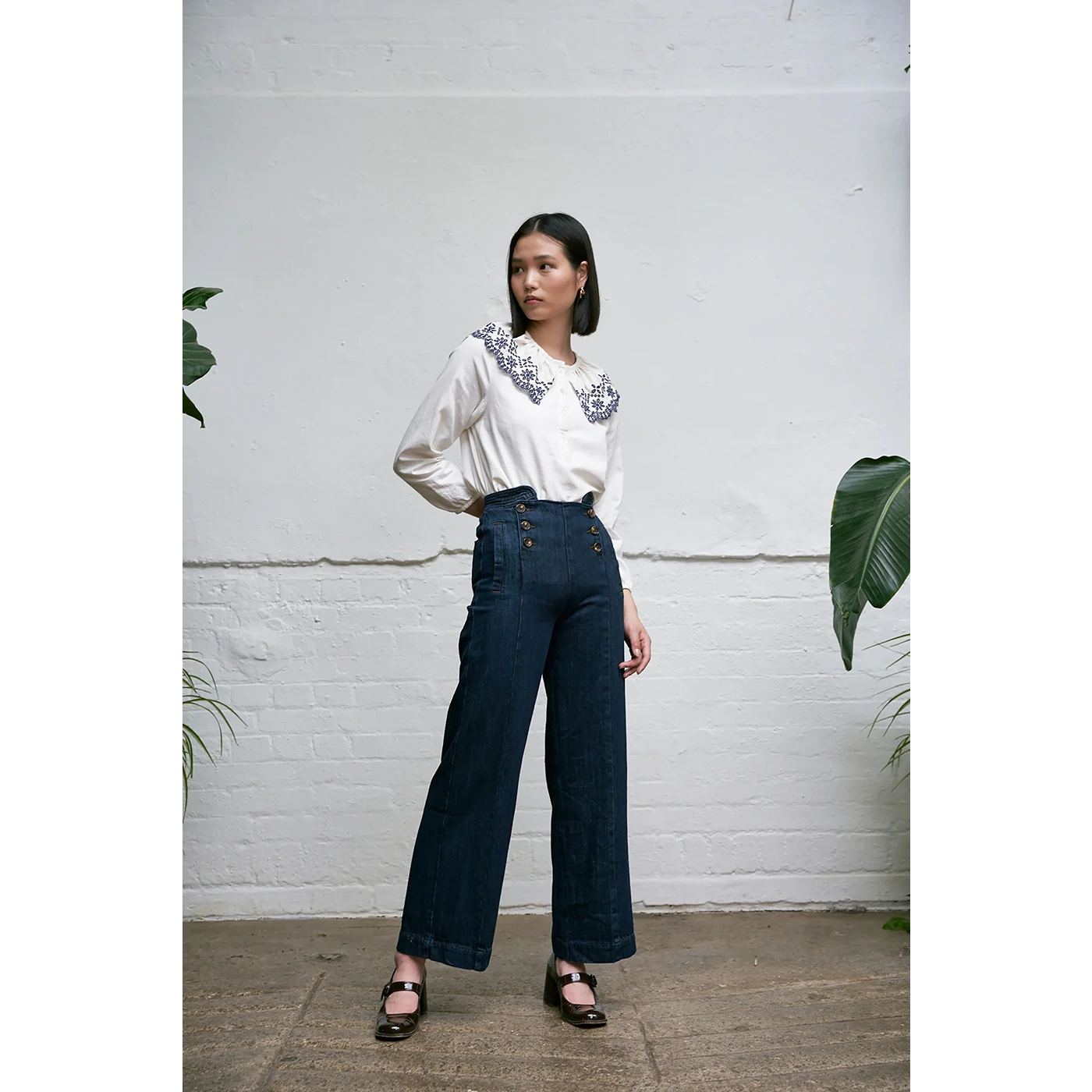 Off-White Floral Detailing Blouse | Montivo Pakistan