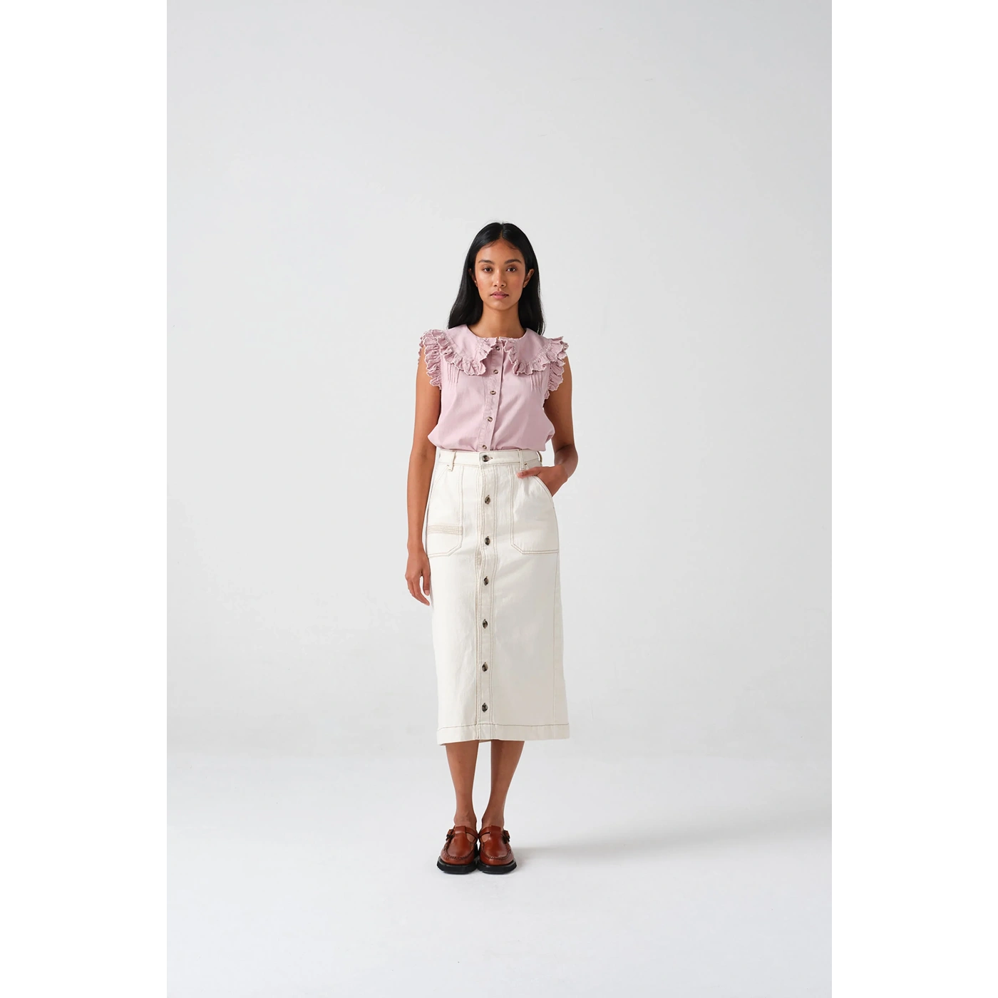 Short Sleeve in Washed Dusty Rose Blouse | Montivo Pakistan