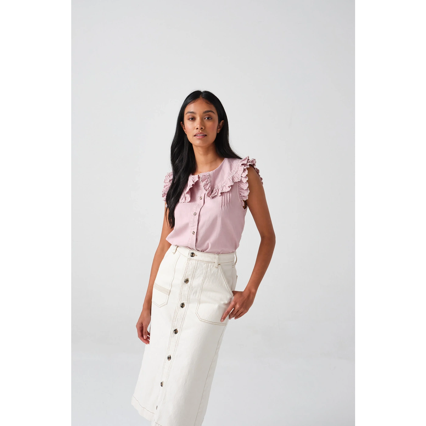 Short Sleeve in Washed Dusty Rose Blouse | Montivo Pakistan