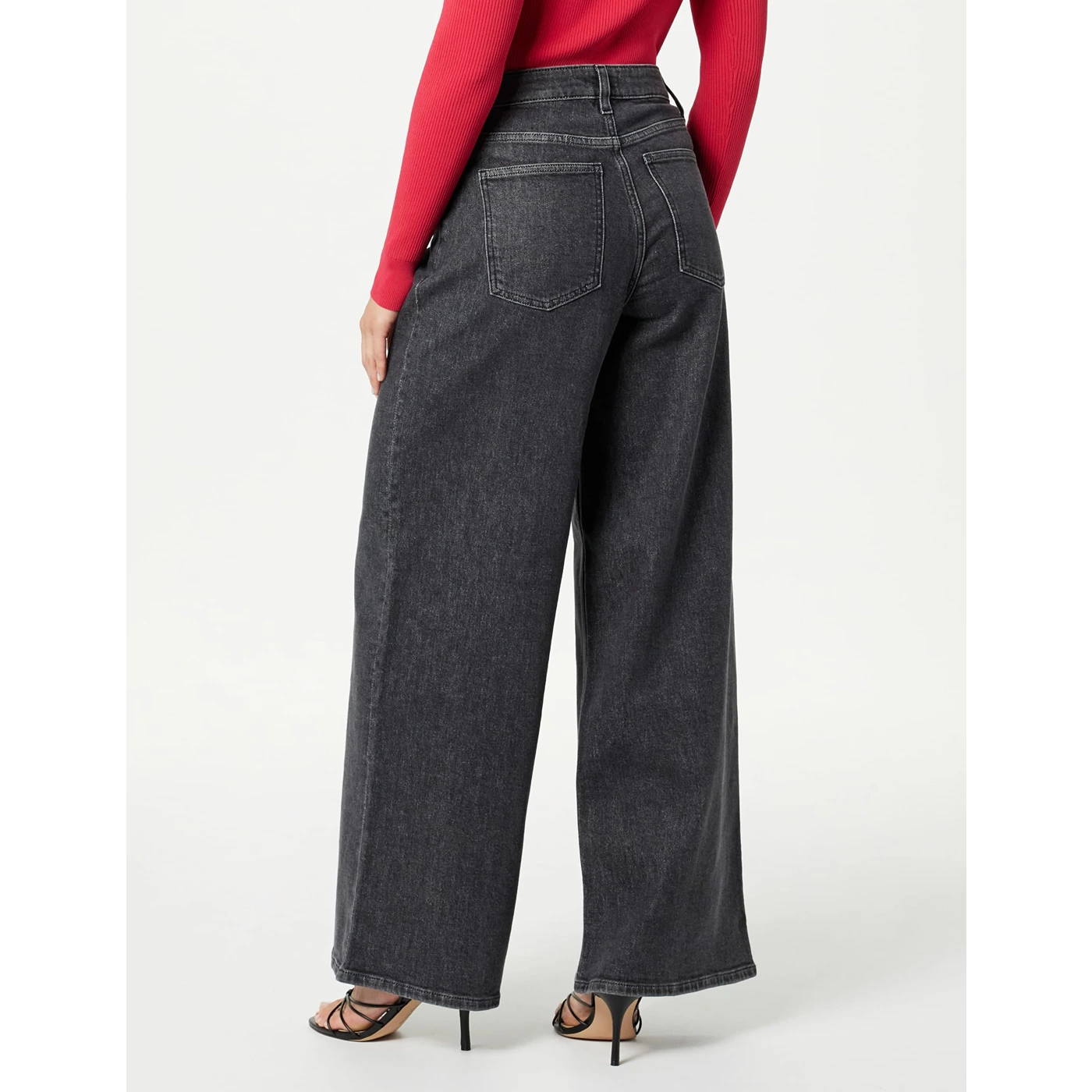 Charcoal Wash Relaxed Wide Leg Jeans | Montivo Pakistan