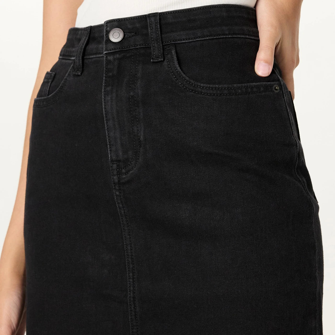 Black Denim Skirt With Front Slit | Montivo Pakistan