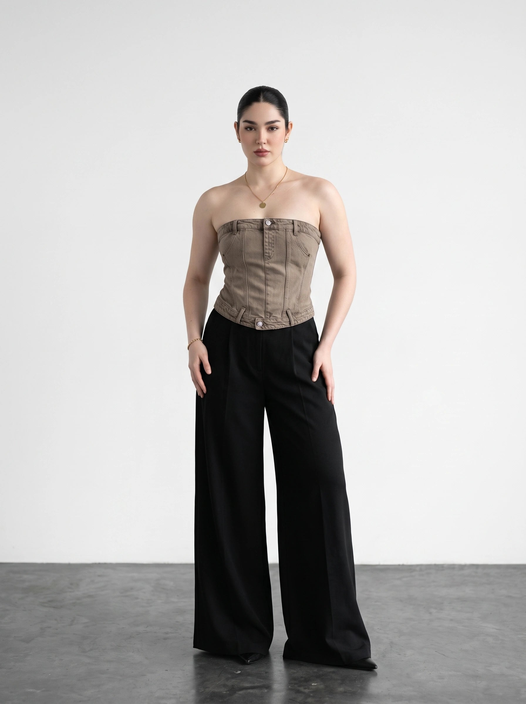 Washed Vintage Denim Corset | Montivo Pakistan