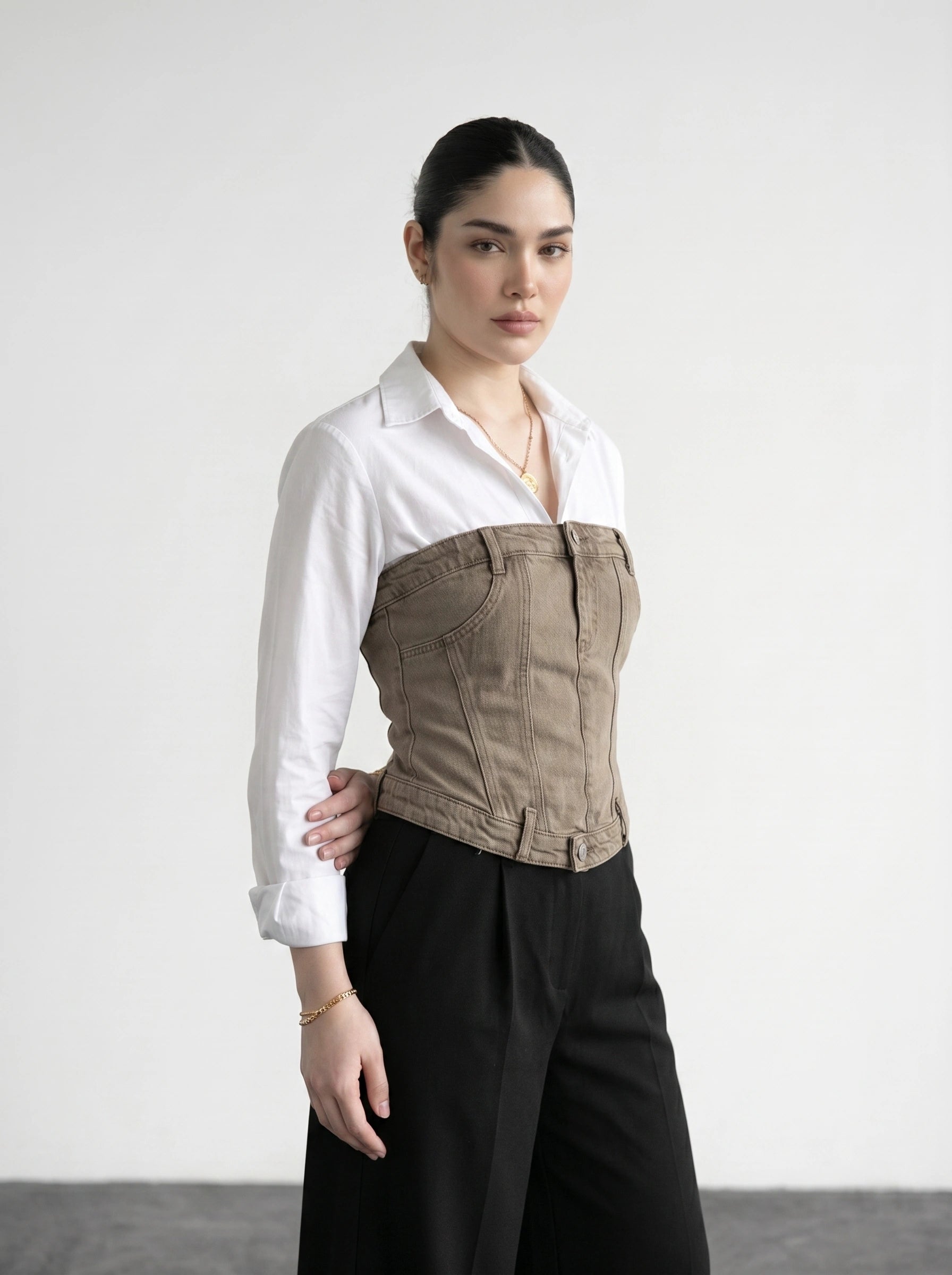 Washed Vintage Denim Corset | Montivo Pakistan