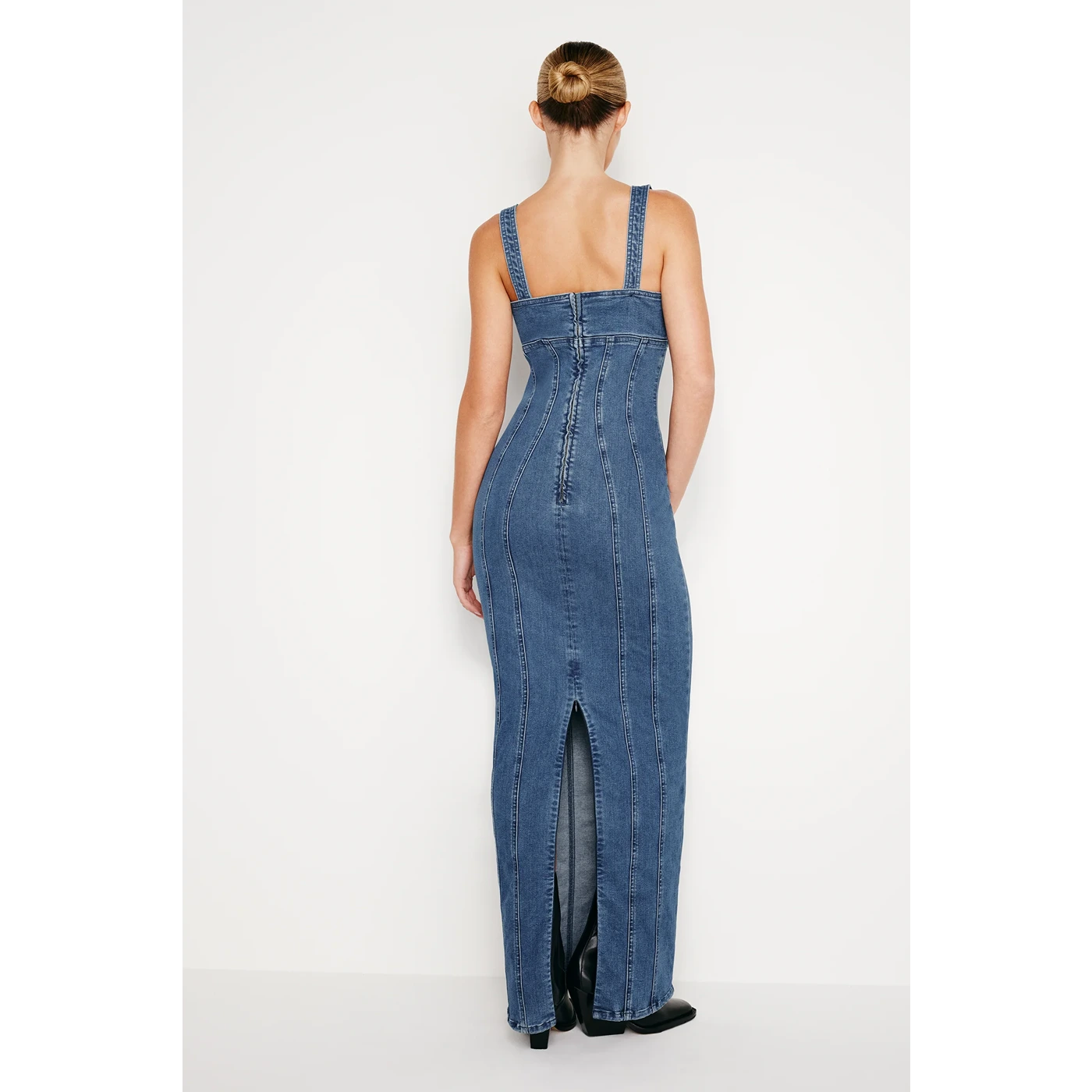 Blue Denim Corset Maxi Dress | Montivo Pakistan