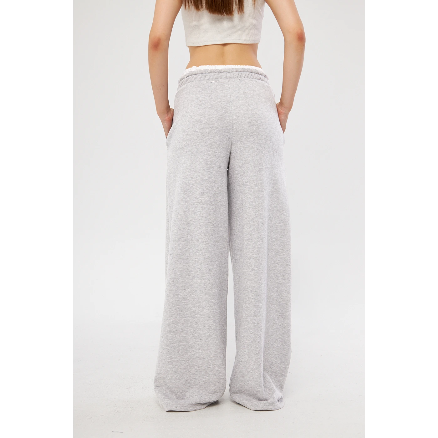 Grey Boxer Belt Wide Leg Trousers | Montivo Pakistan