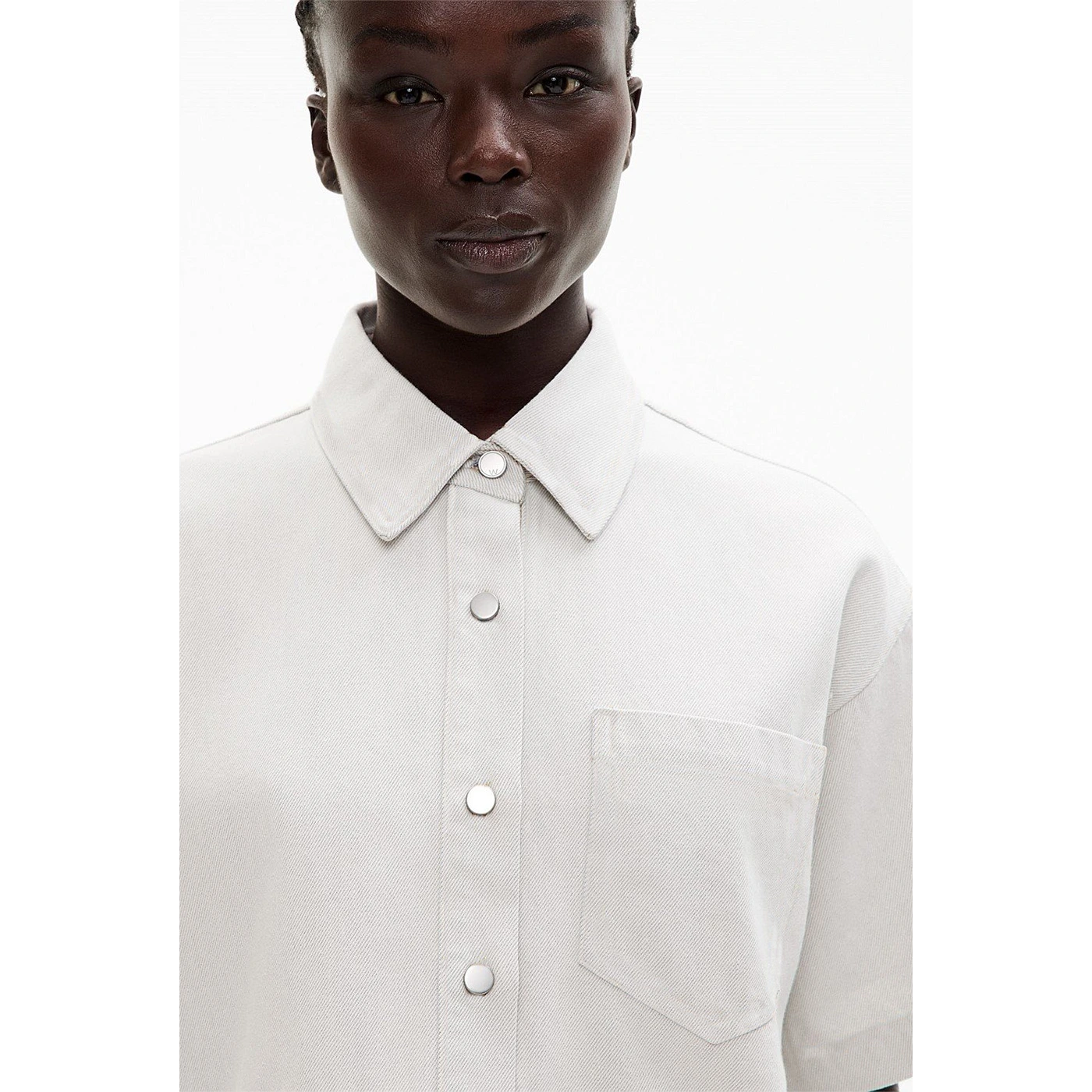 White Denim Oversized Shirt | Montivo Pakistan