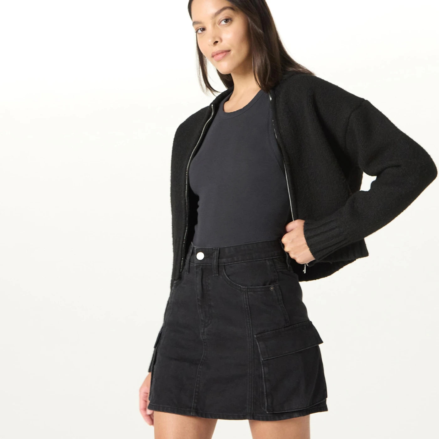 Black Cargo Mini Skirt | Montivo Pakistan