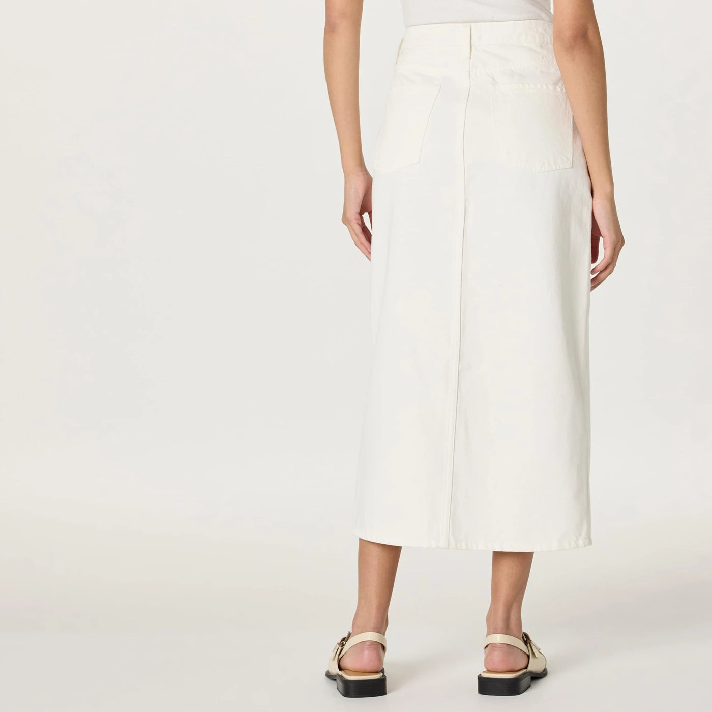 White Front Slit Denim Skirt | Montivo Pakistan
