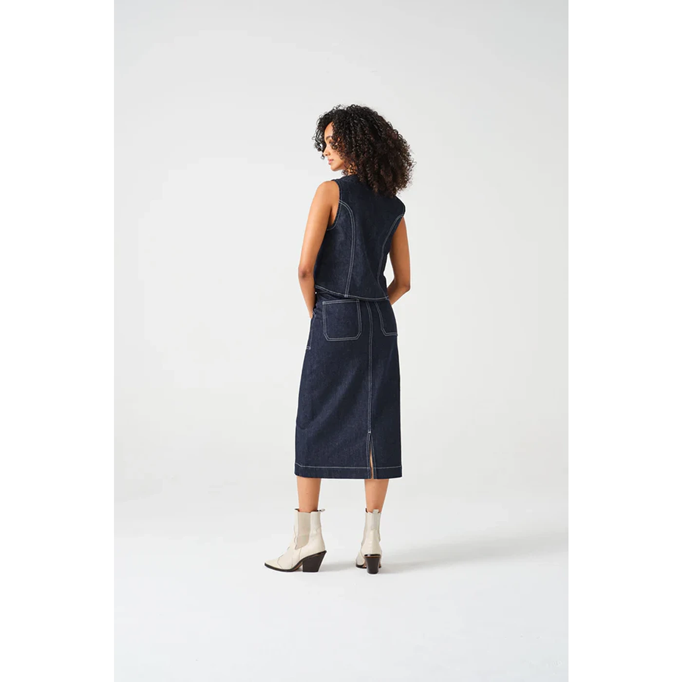 Dark Blue Front Button Denim Skirt | Montivo Pakistan