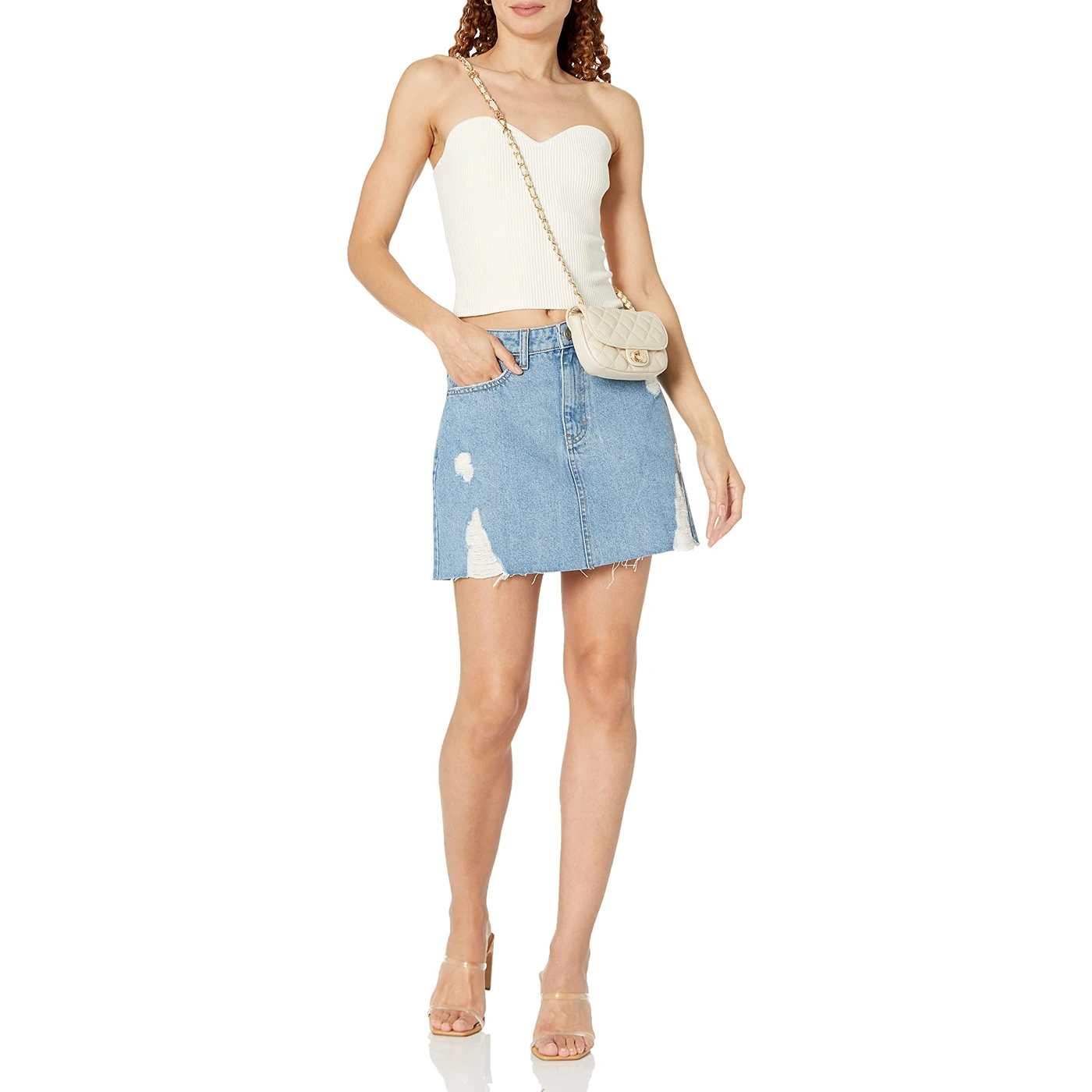 Light Blue Distressed Mini Skirt | Montivo Pakistan