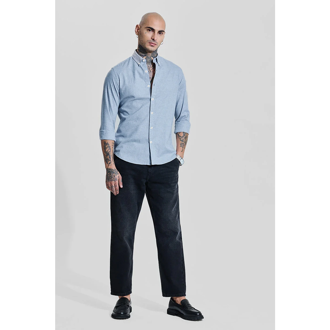 Dusty Blue Slim Fit Shirt | Montivo Pakistan