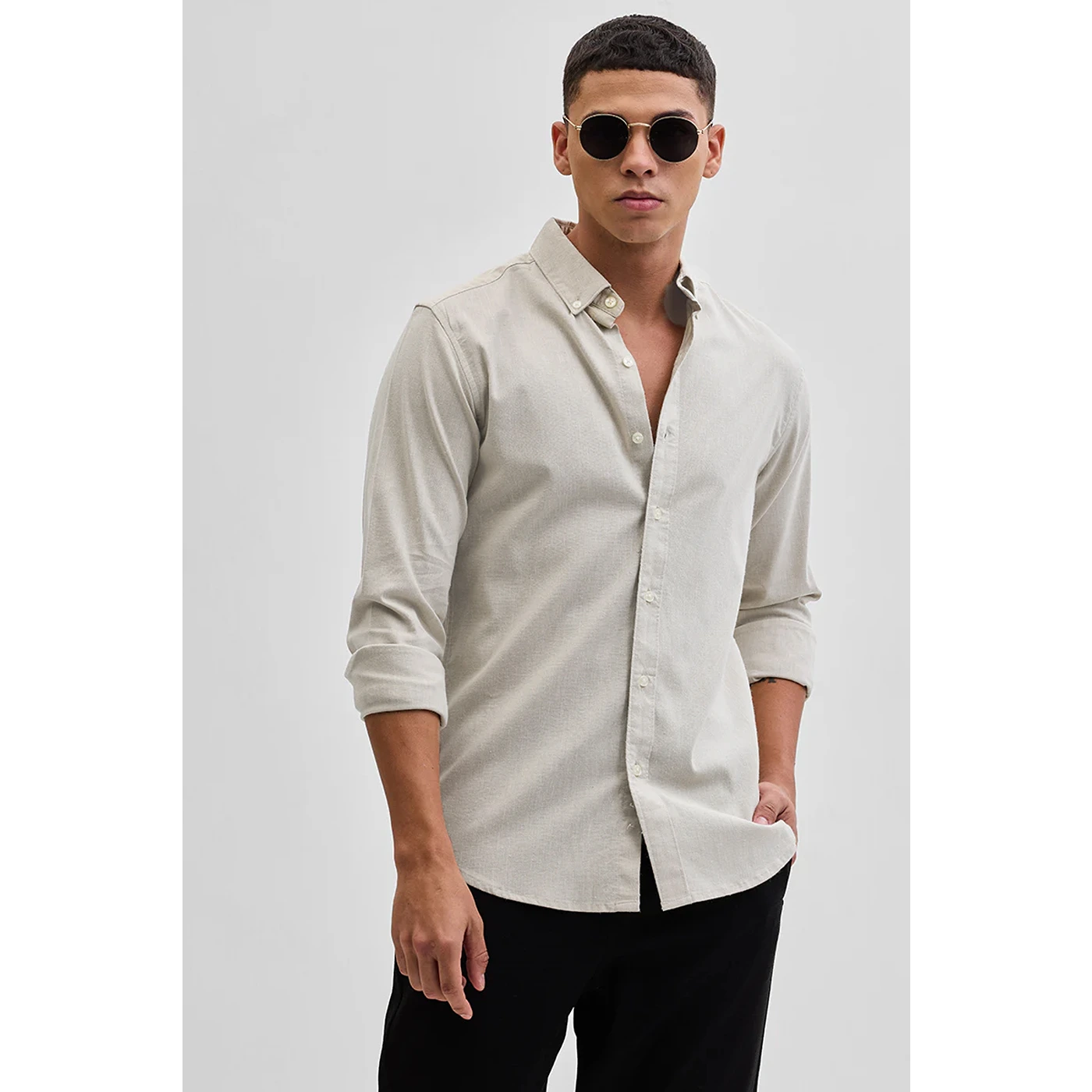 Ecru Slim Fit Shirt | Montivo Pakistan