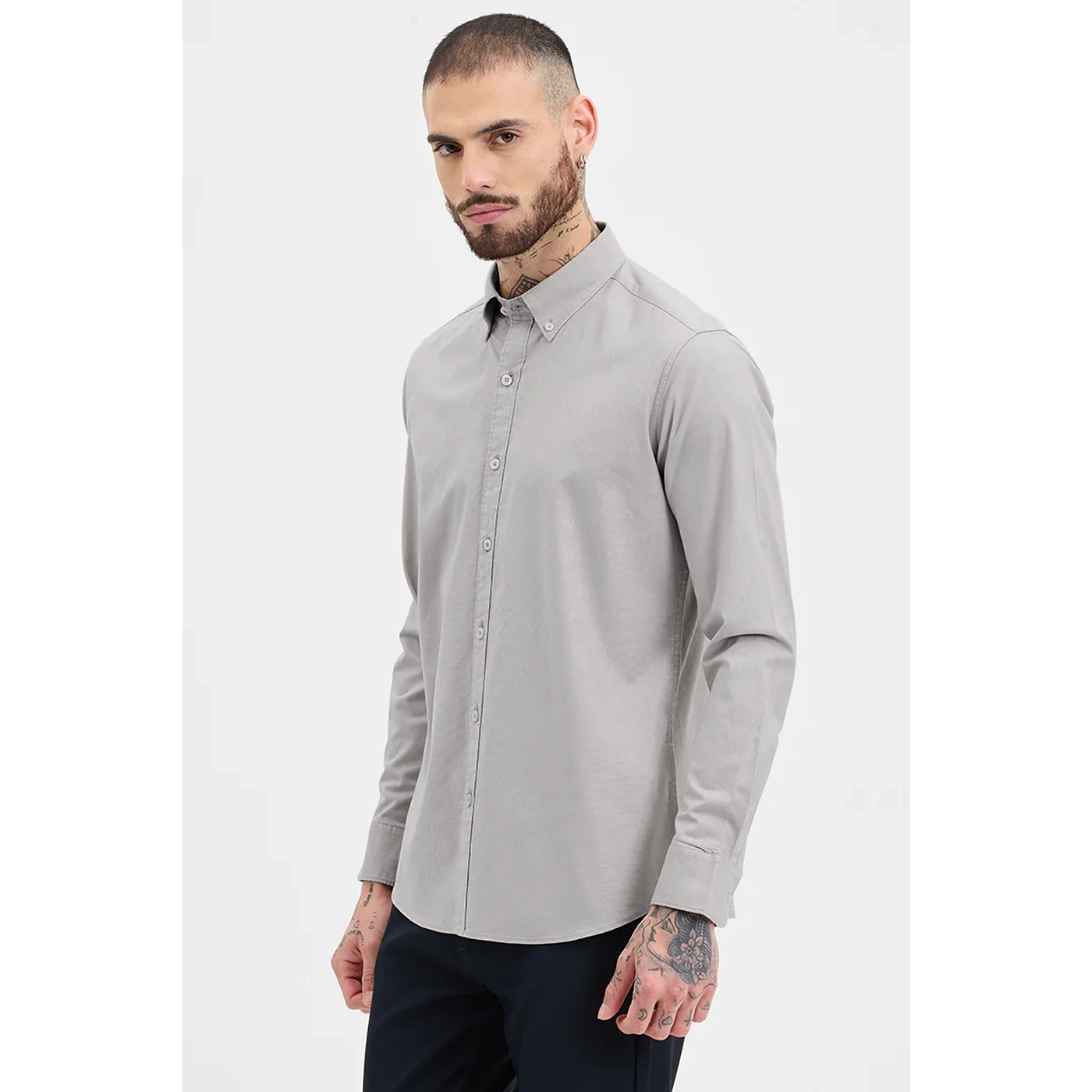Light Grey Slim Fit Shirt | Montivo Pakistan