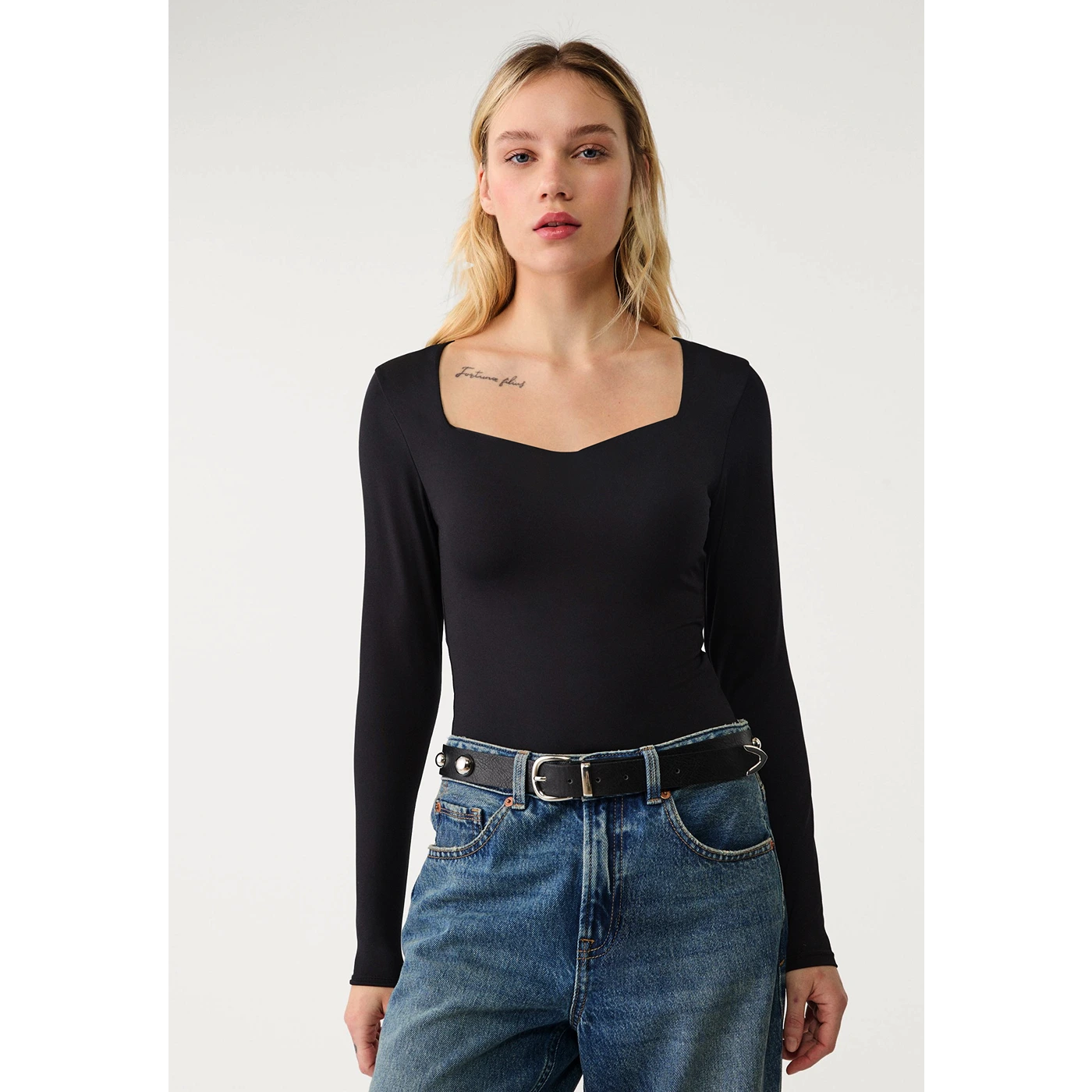 Black Long Sleeves Jersey Bodysuit | Montivo Pakistan