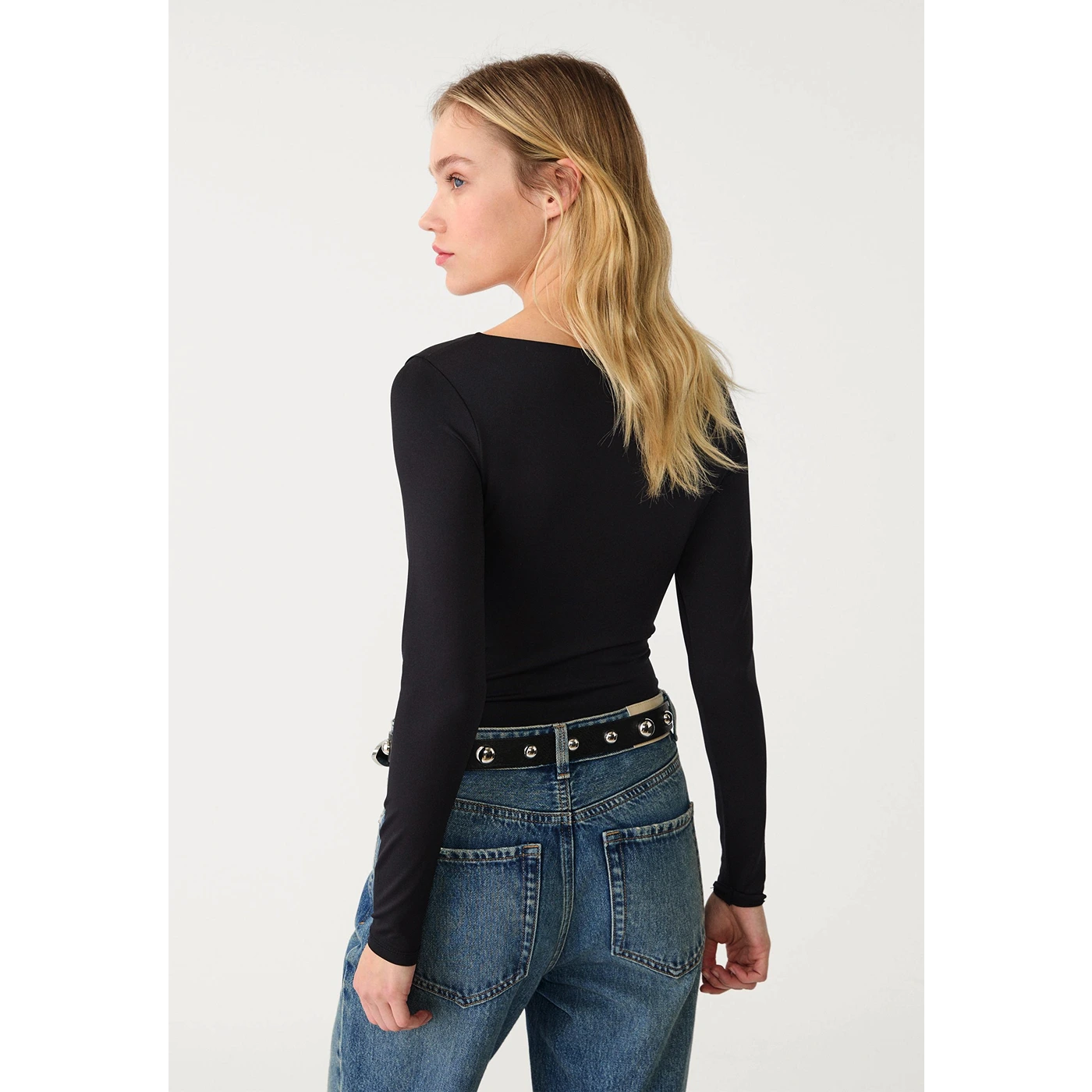 Black Long Sleeves Jersey Bodysuit | Montivo Pakistan