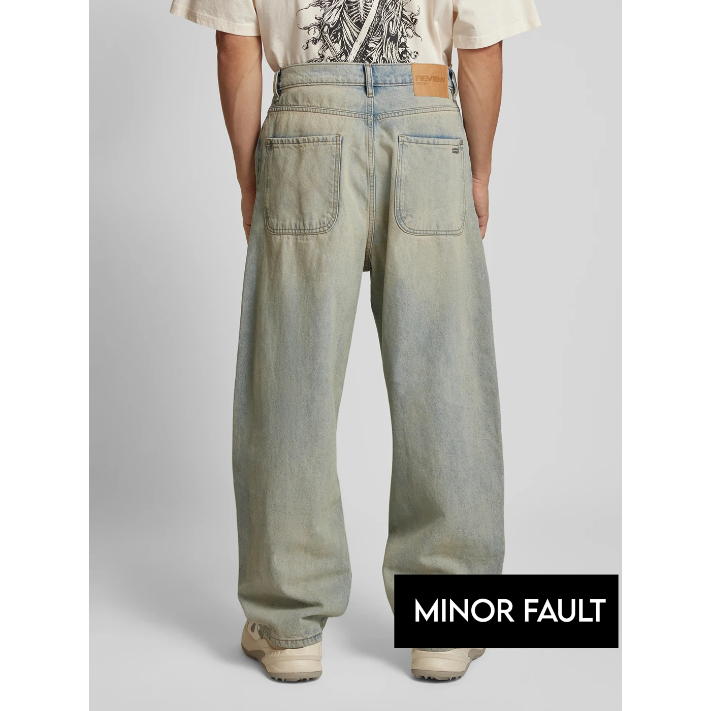 (Minor Fault) Dirty Light Blue Skater Baggy Jeans | Montivo Pakistan