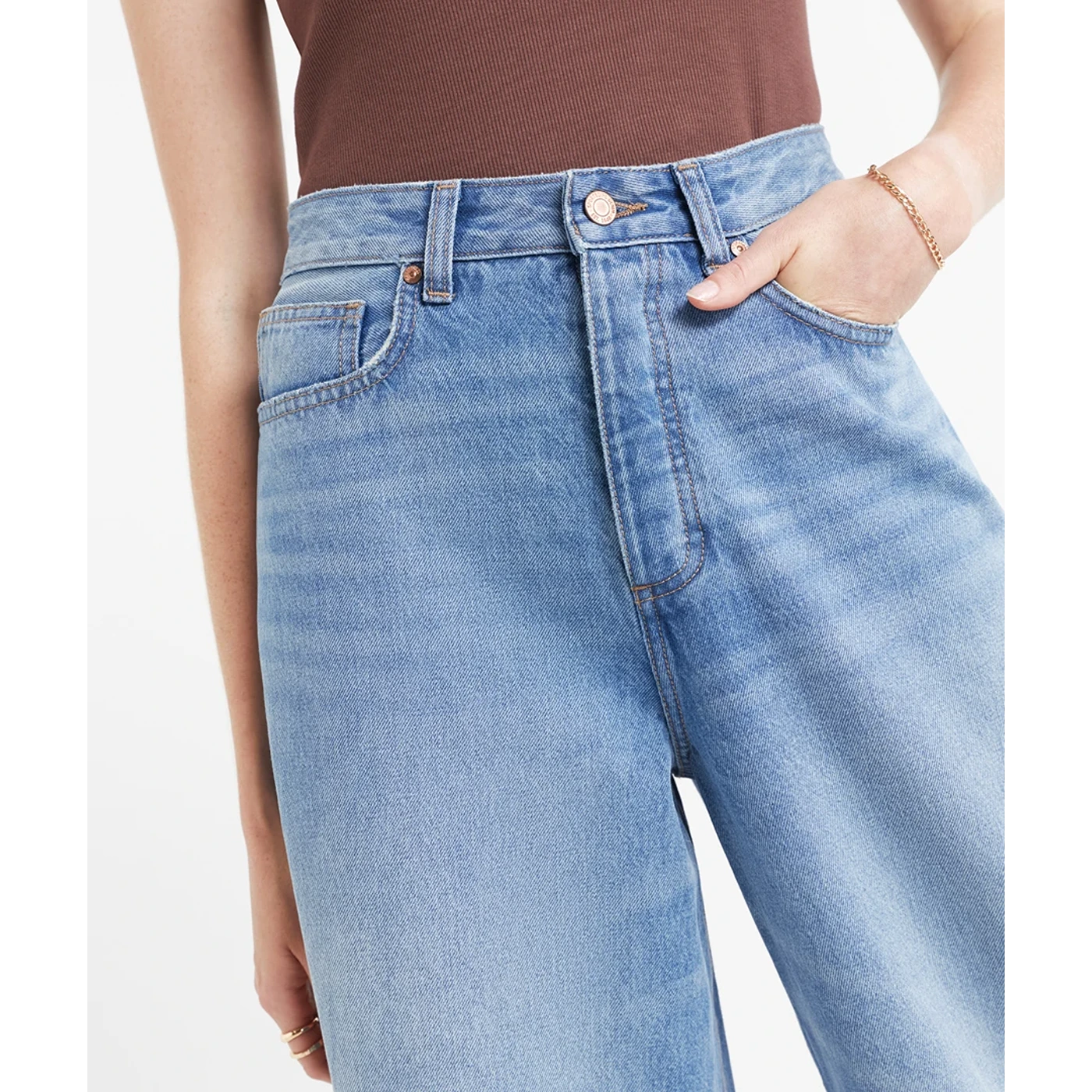 Light Blue Mid Rise Barrel Leg Jeans | Montivo Pakistan