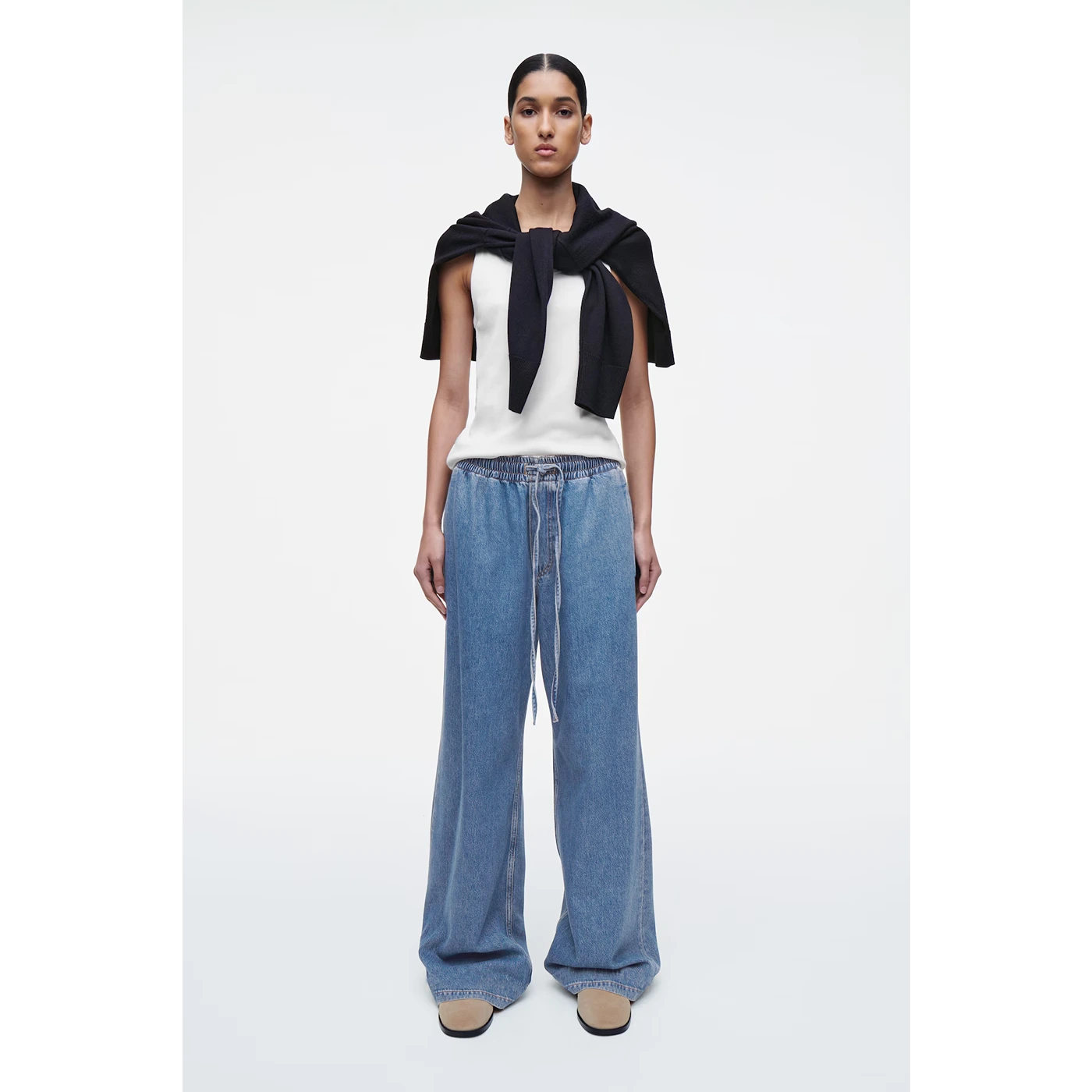 Wide Leg Fluid Denim Trousers | Montivo Pakistan