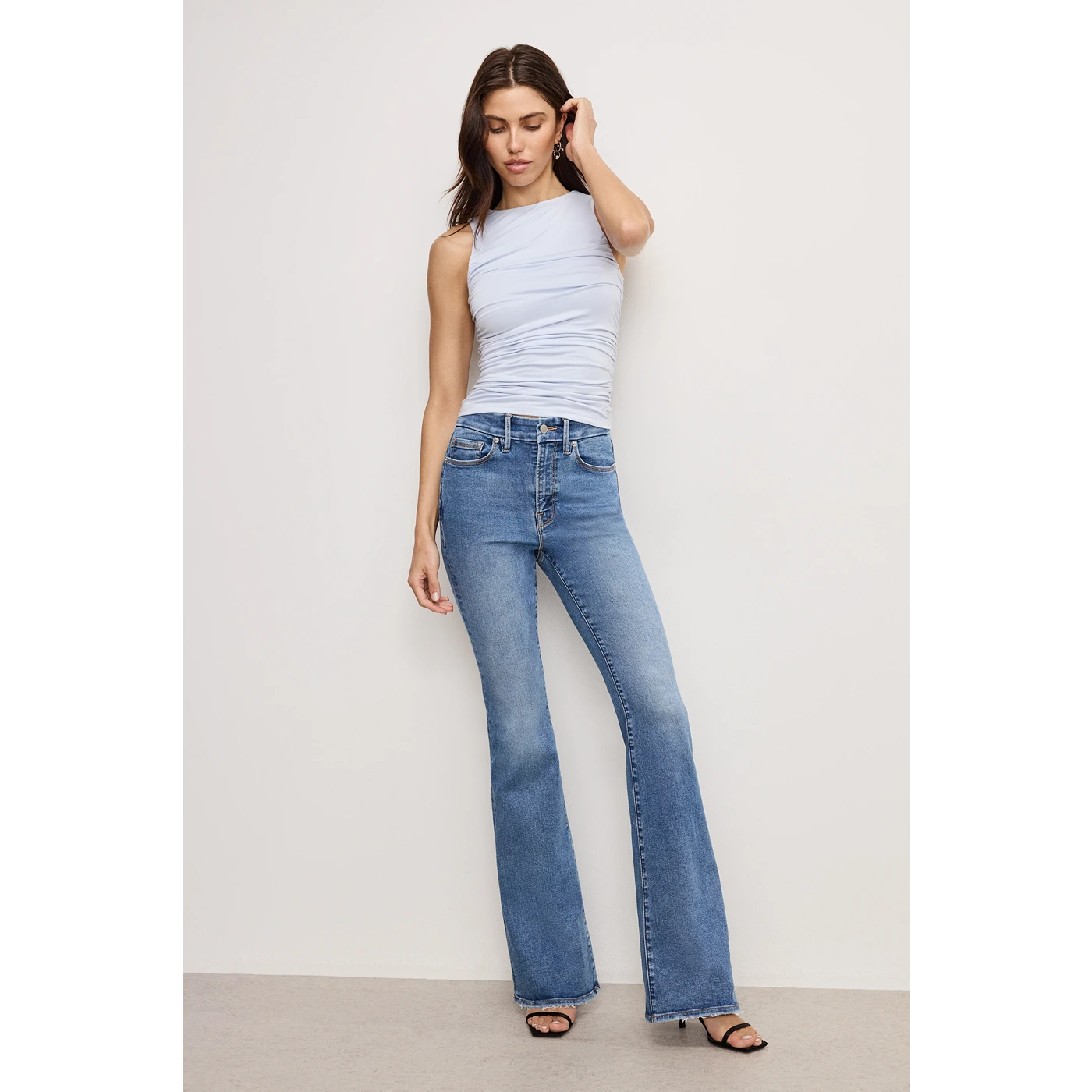 Mid Blue High Rise Flare Jeans | Montivo Pakistan