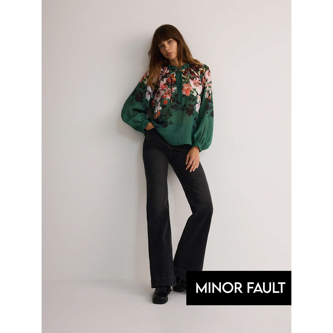(Minor Fault) Faded Black High Waist Flare Jeans | Montivo Pakistan