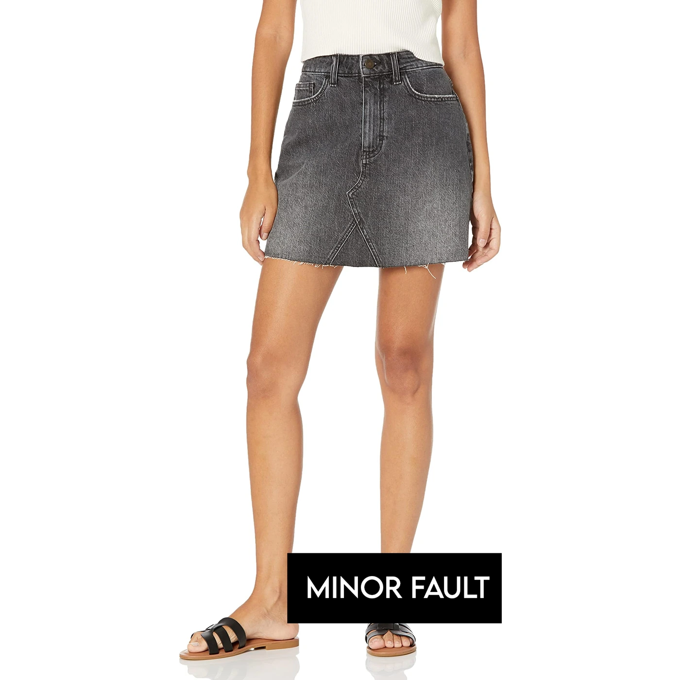 (Minor Fault) Charcoal Denim Mini Skirt | Montivo Pakistan