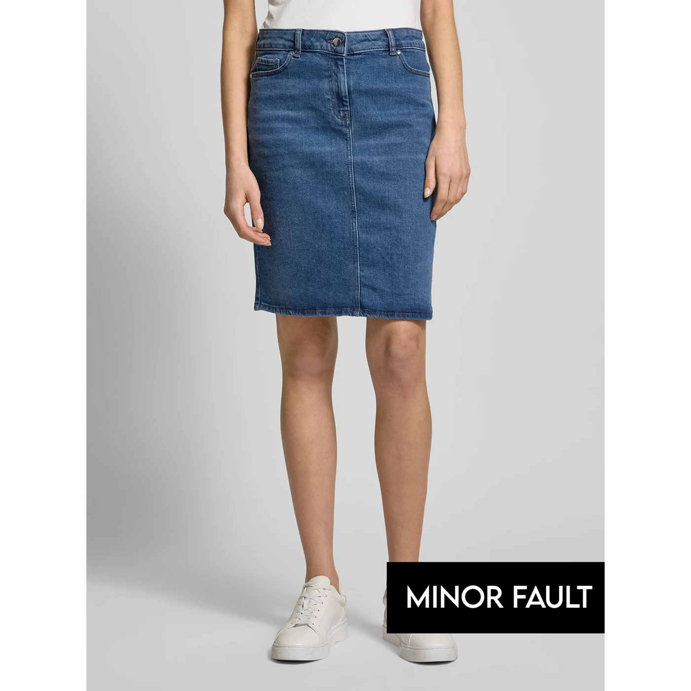 (Minor Fault) Dark Blue Knee-Length Denim Skirt | Montivo Pakistan