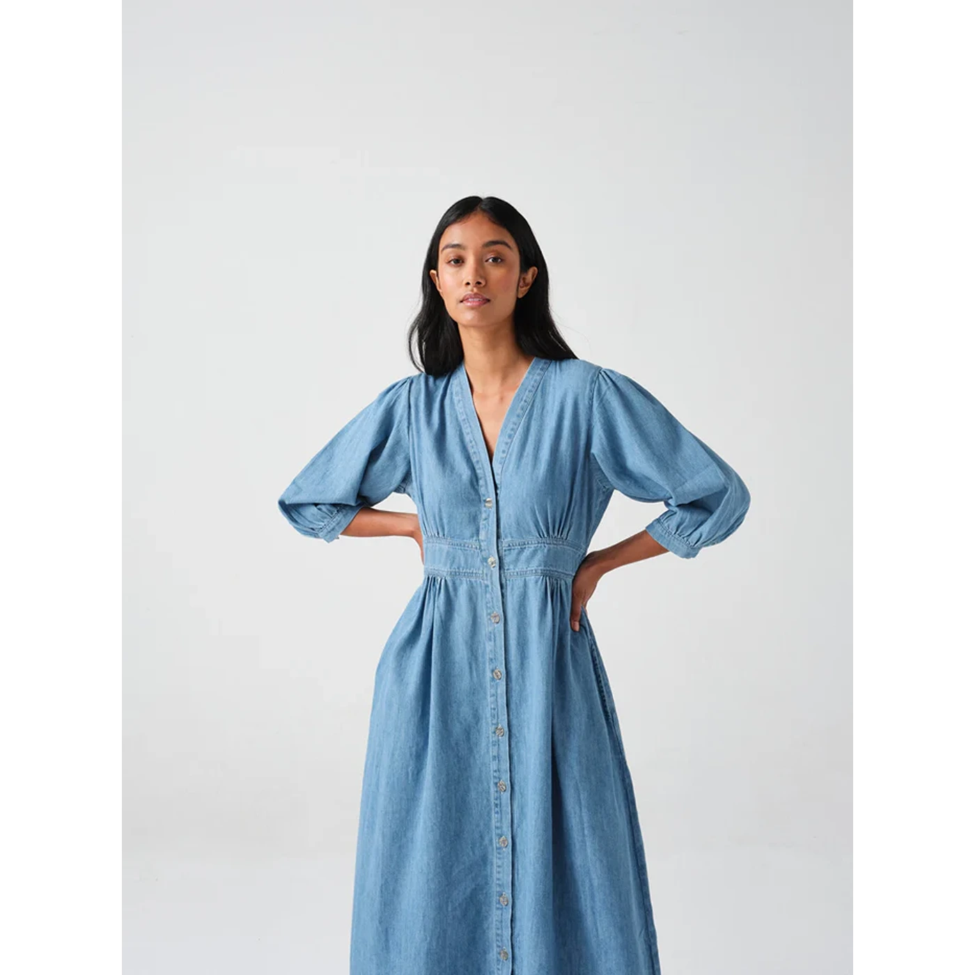 Vintage Light Blue Denim Dress | Montivo Pakistan