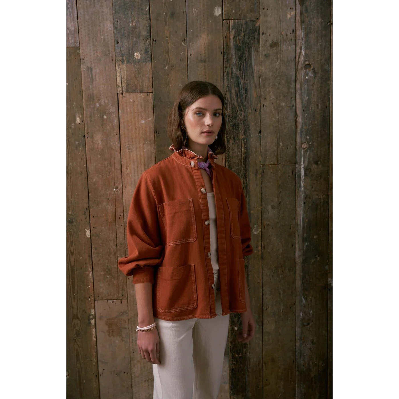 Rust Oversized Denim Shirt | Montivo Pakistan