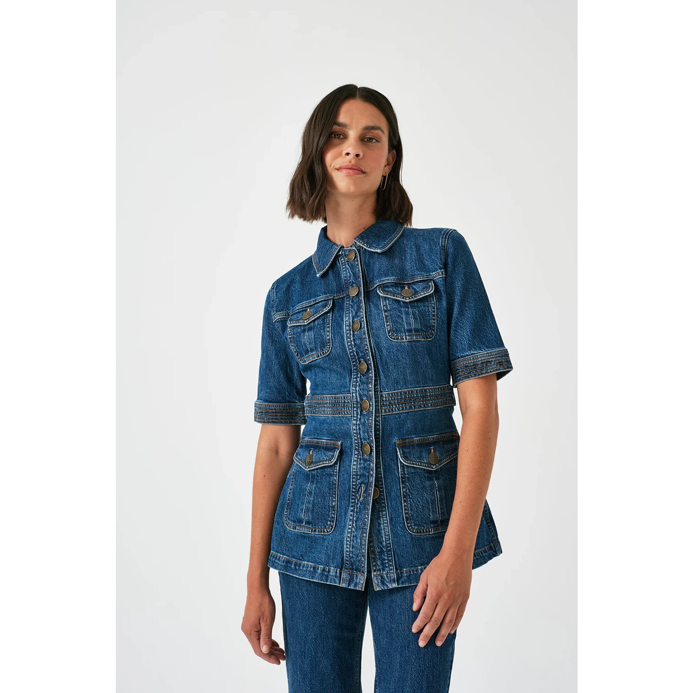 Blue Short Sleeves Denim Shirt | Montivo Pakistan