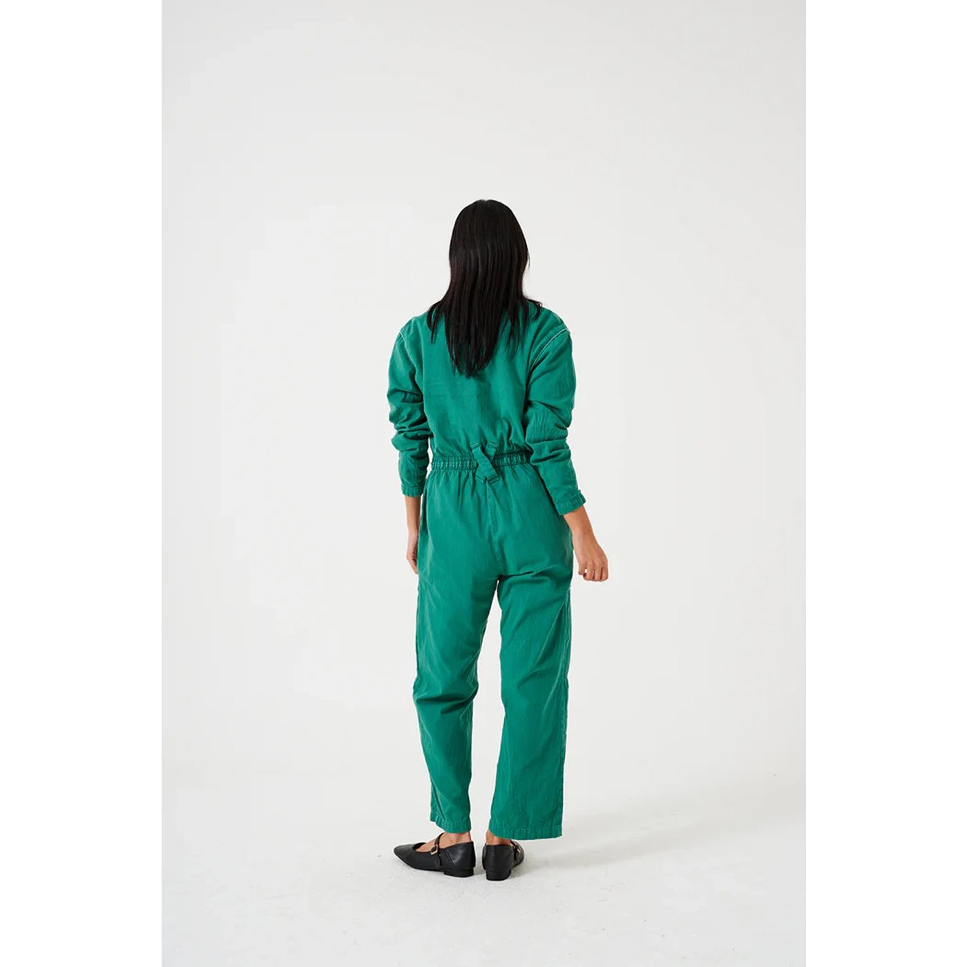 Jade Green Denim Long Jumpsuit | Montivo Pakistan