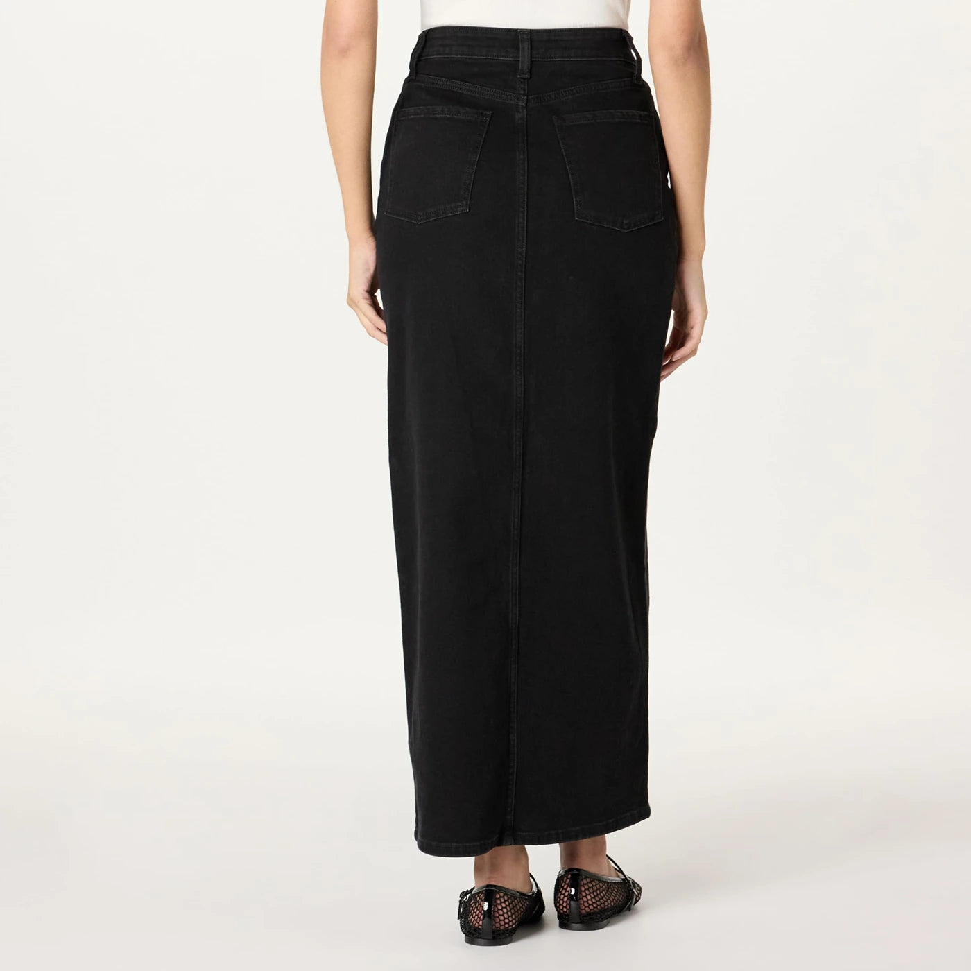 Black Denim Skirt With Front Slit | Montivo Pakistan