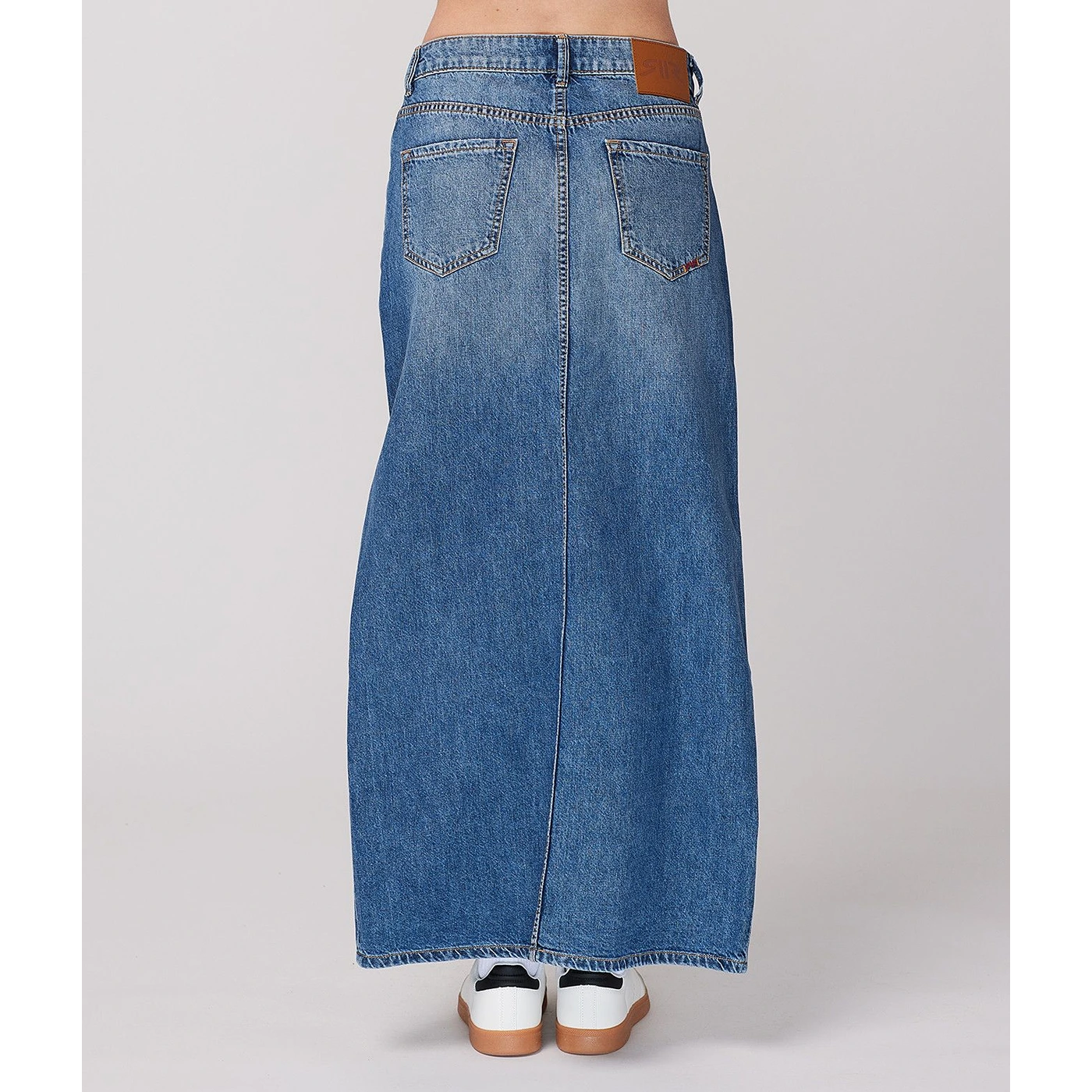 Mid Blue Front Slit Denim Skirt | Montivo Pakistan