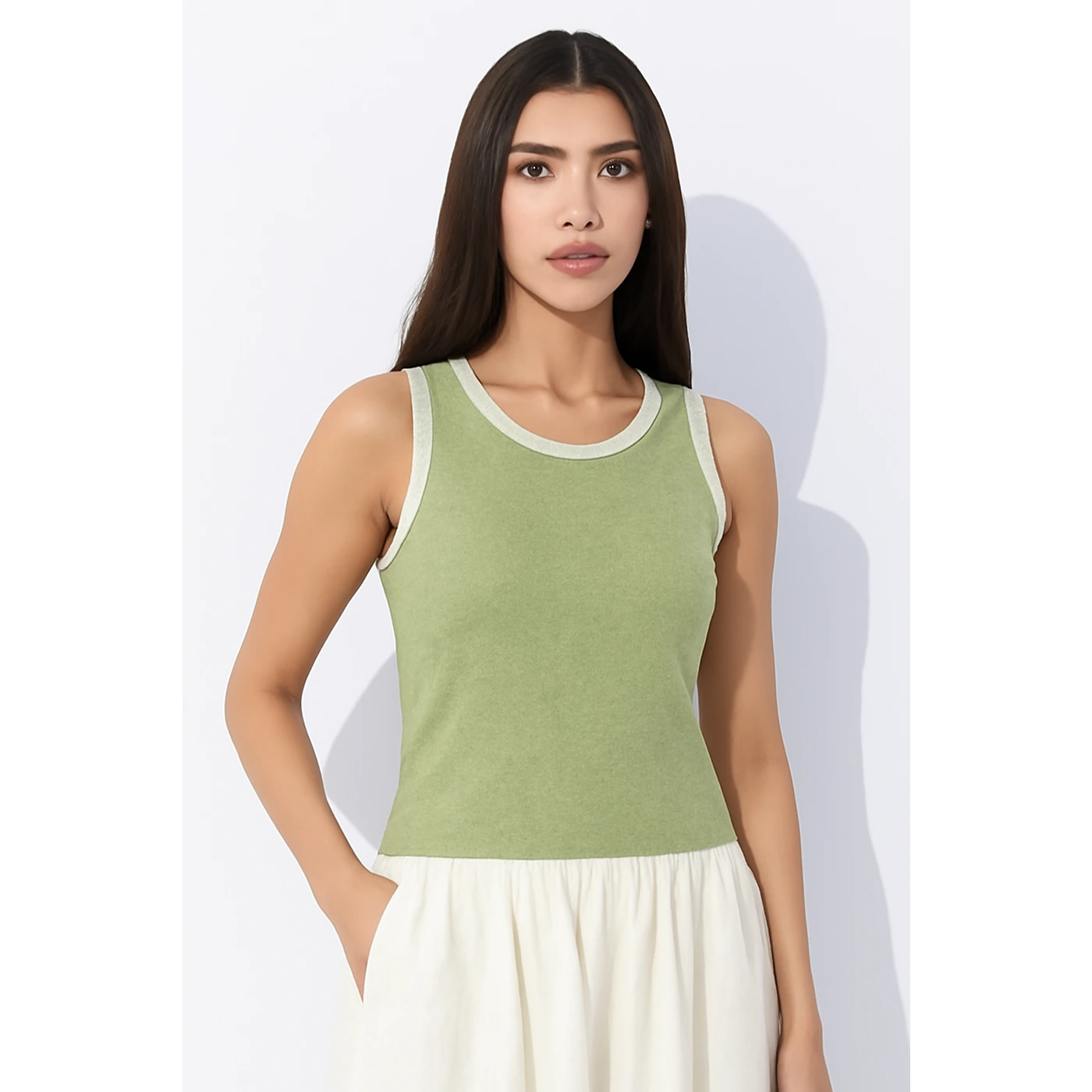 Light Green Melange Tank Top | Montivo Pakistan