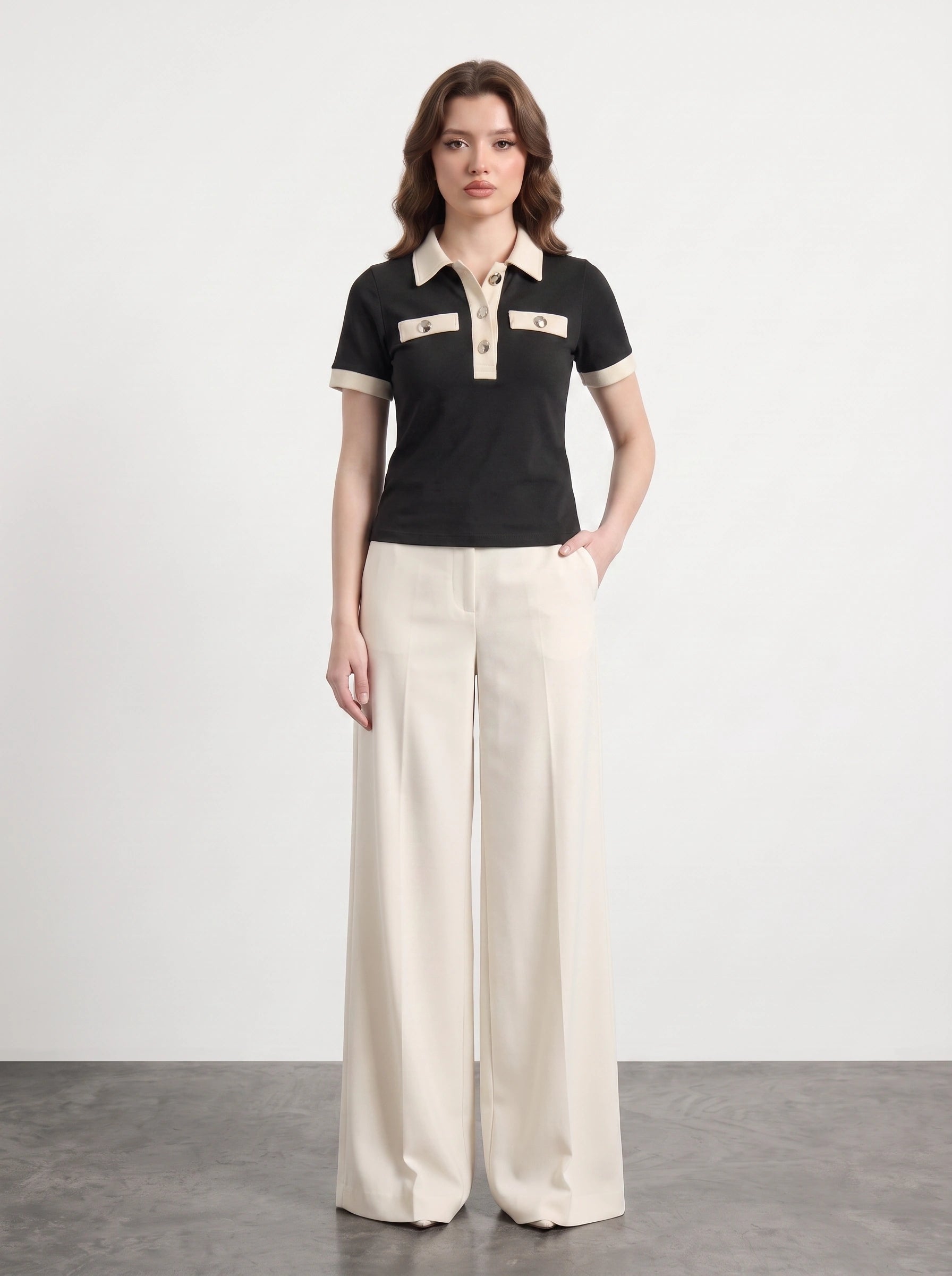 Black Contrast Trim Button Polo | Montivo Pakistan