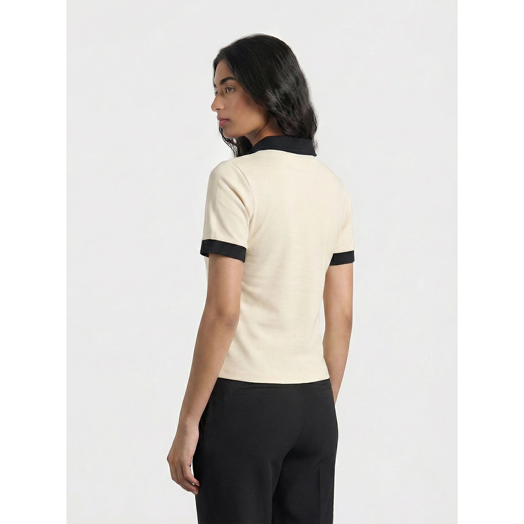 Ecru Contrast Trim Button Polo | Montivo Pakistan