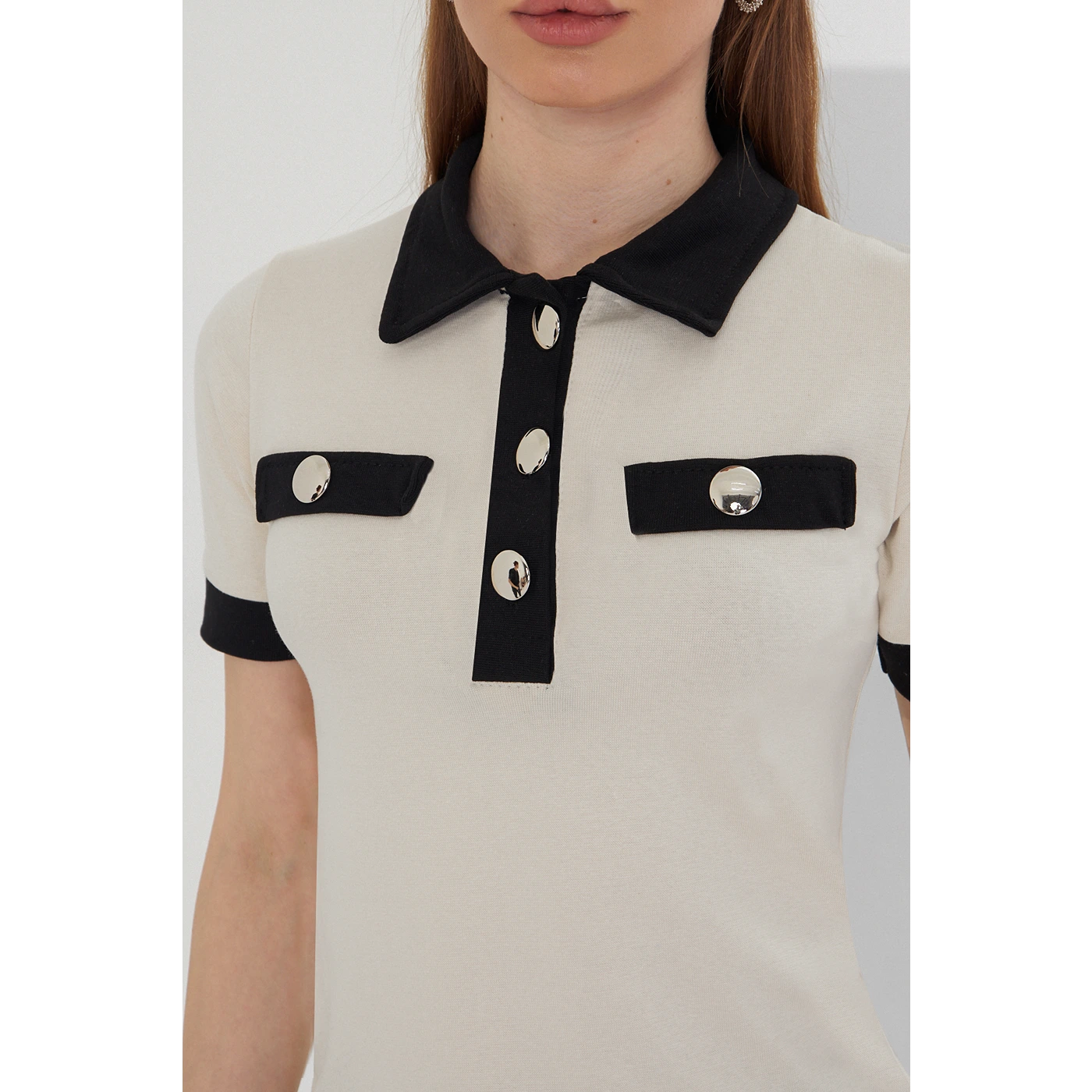 Ecru Contrast Trim Button Polo | Montivo Pakistan
