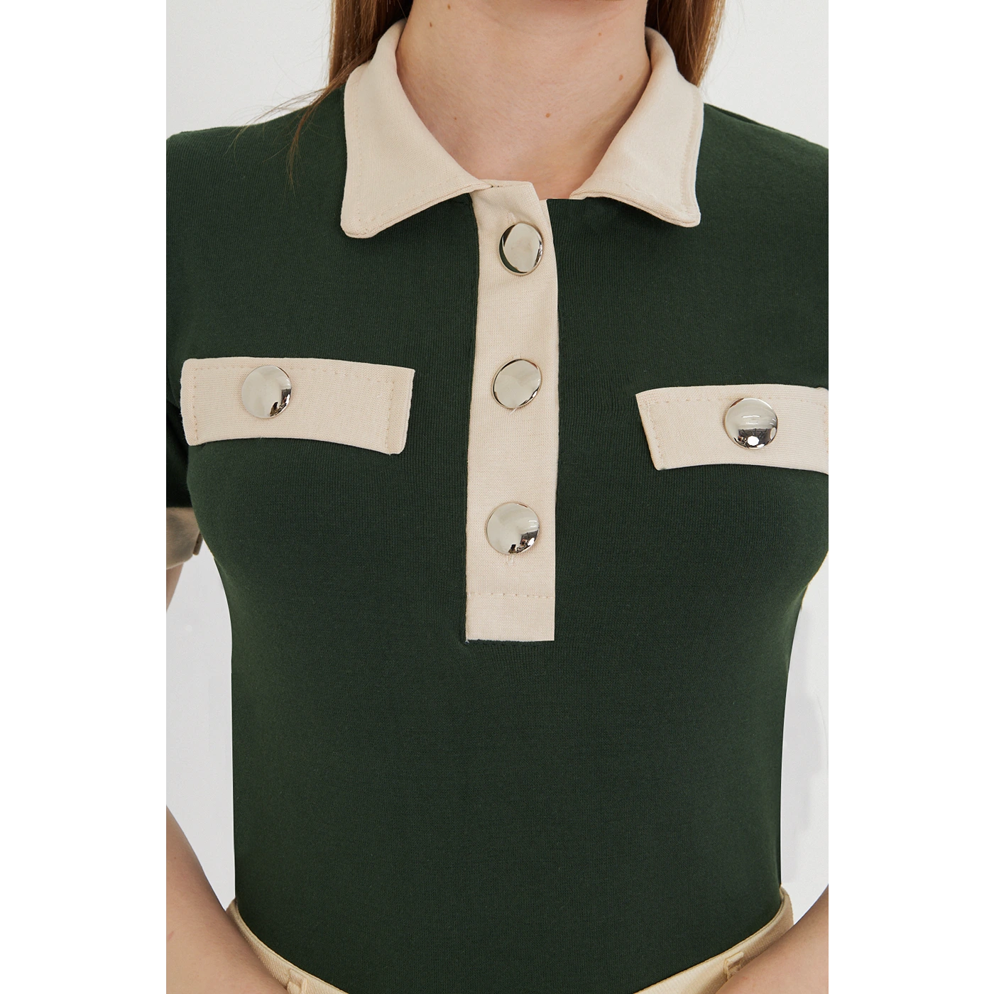 Green Contrast Trim Button Polo | Montivo Pakistan