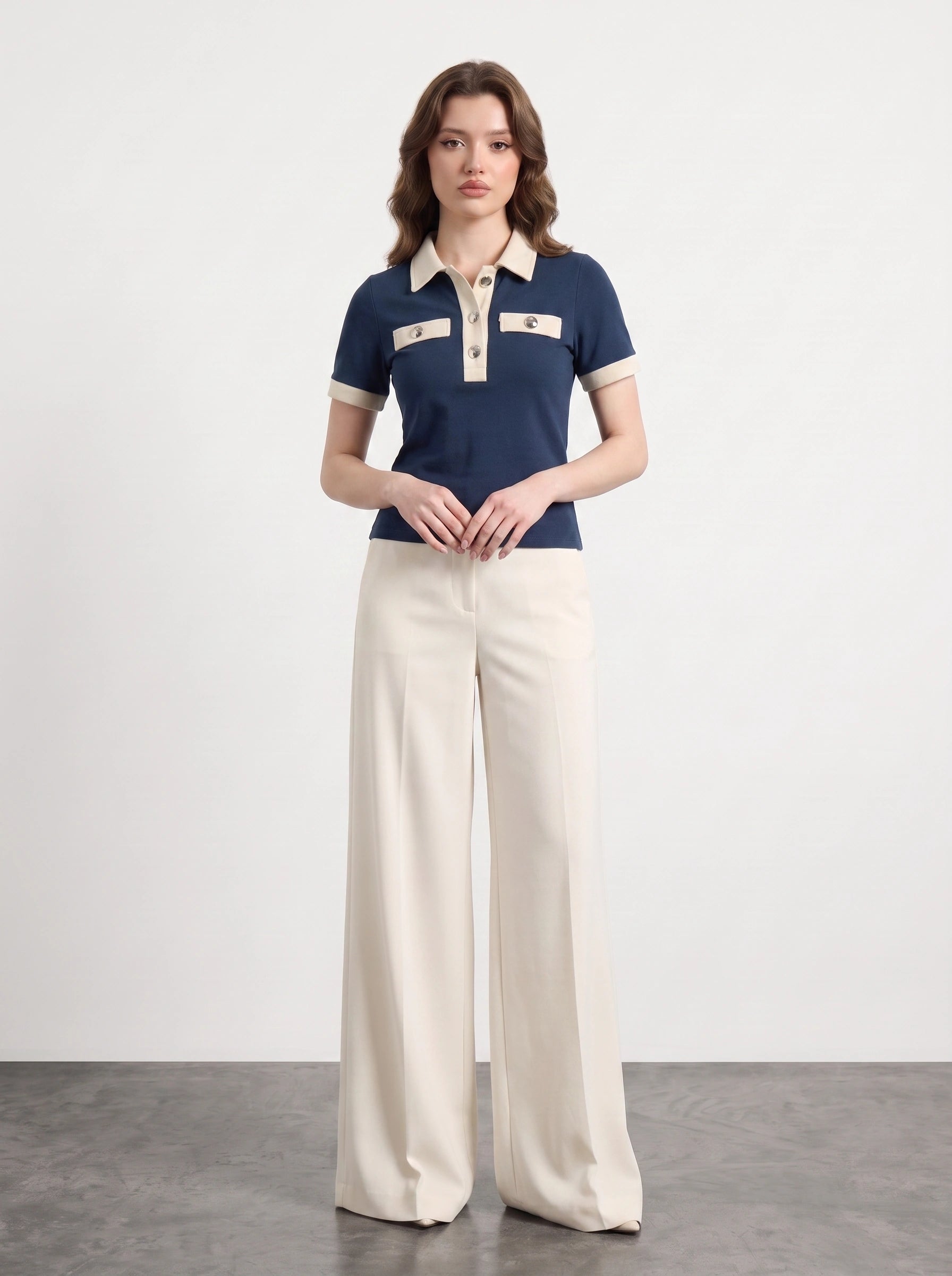 Blue Contrast Trim Button Polo | Montivo Pakistan
