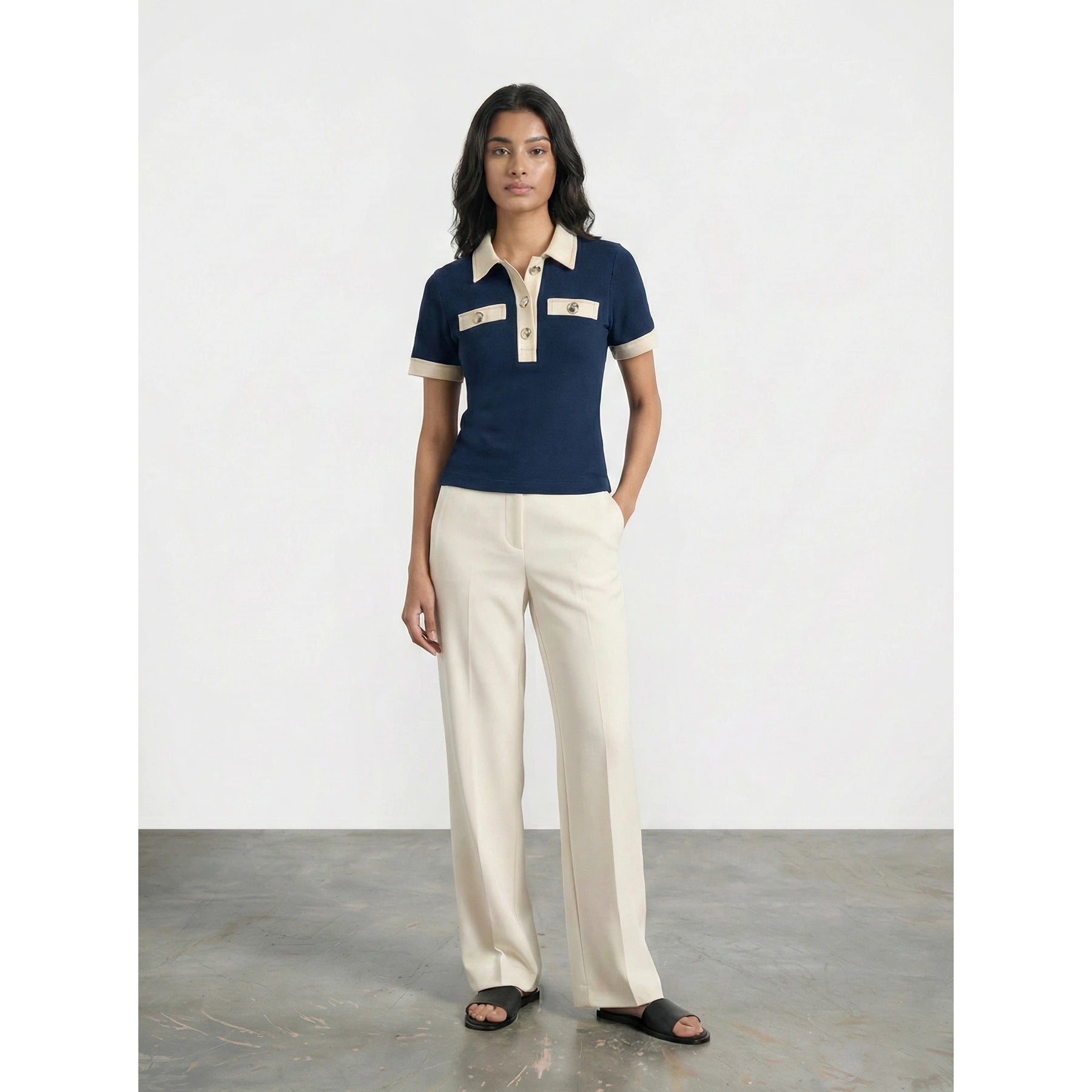 Blue Contrast Trim Button Polo | Montivo Pakistan