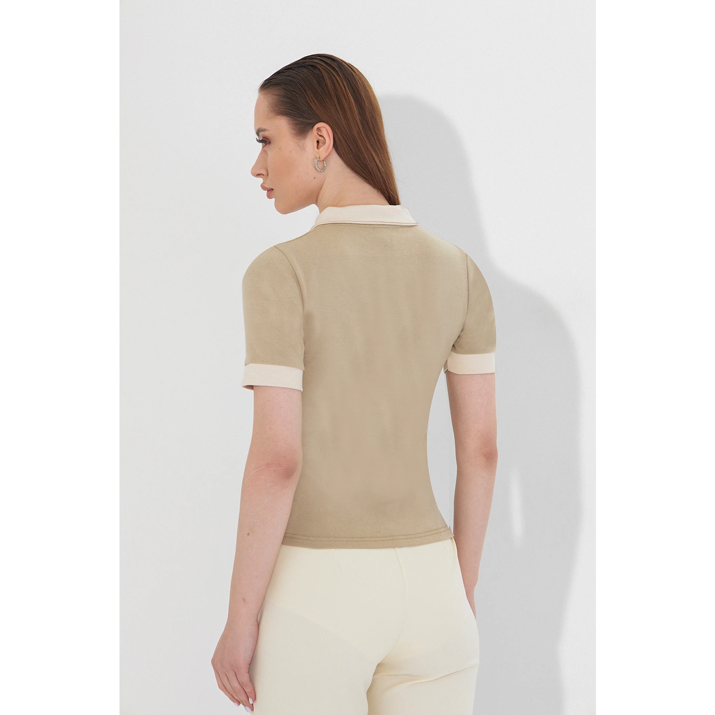 Beige Contrast Trim Button Polo | Montivo Pakistan