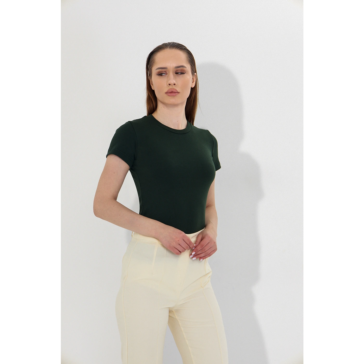 Green Ribbed Fitted Tshirt | Montivo Pakistan