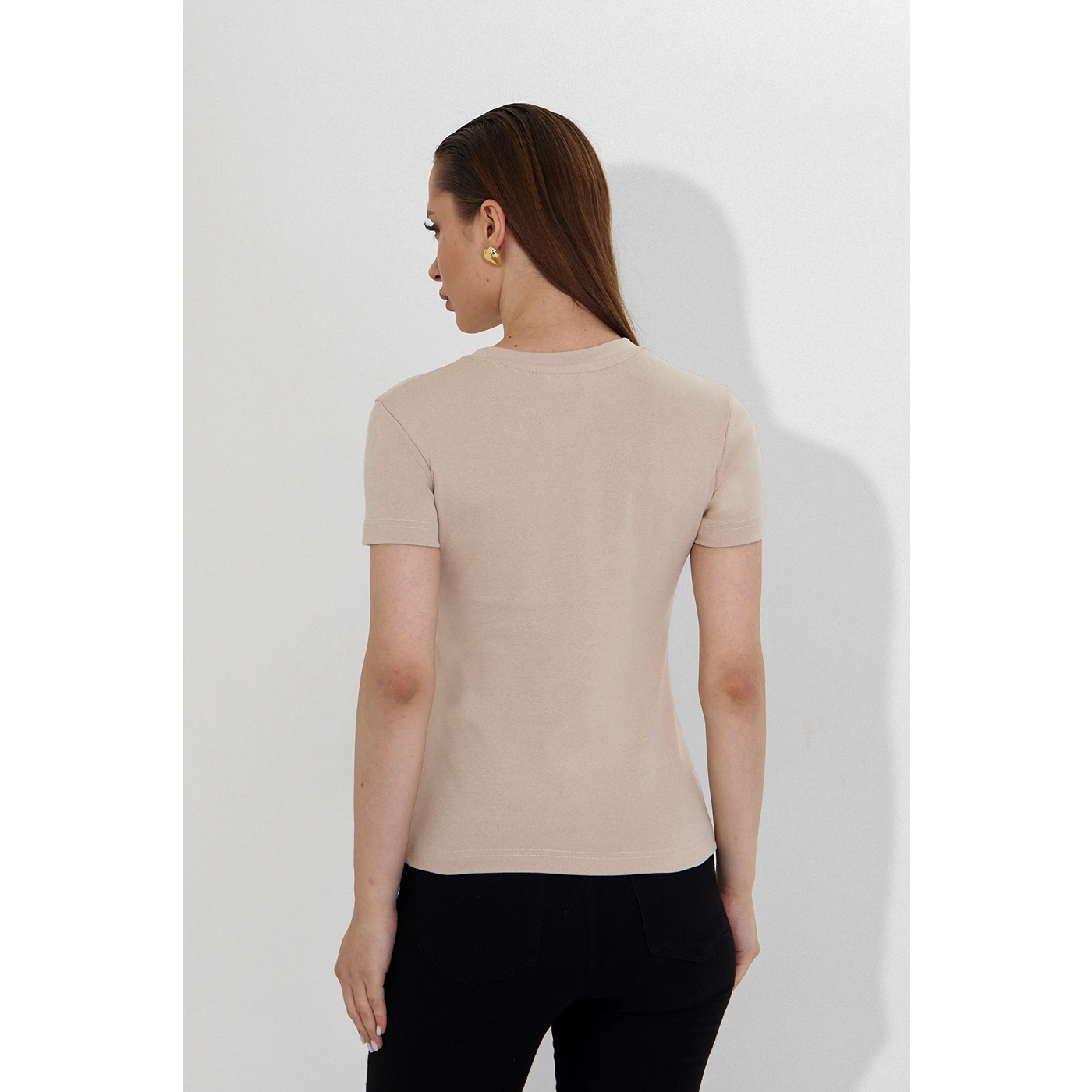 Beige Ribbed Fitted Tshirt | Montivo Pakistan