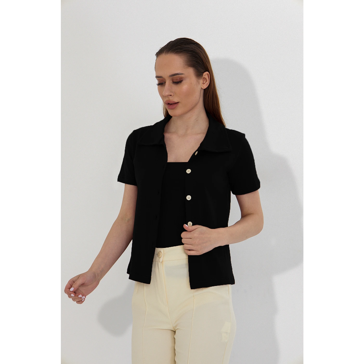 Black Bandeau Top + Shirt Set | Montivo Pakistan