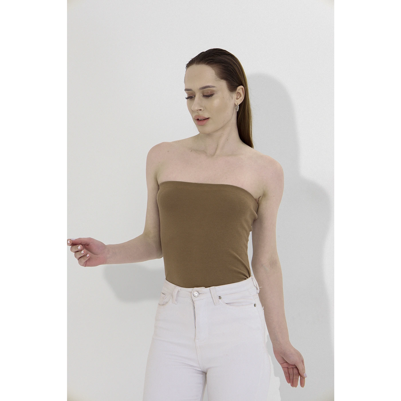 Coffee Bandeau Top + Shirt Set | Montivo Pakistan